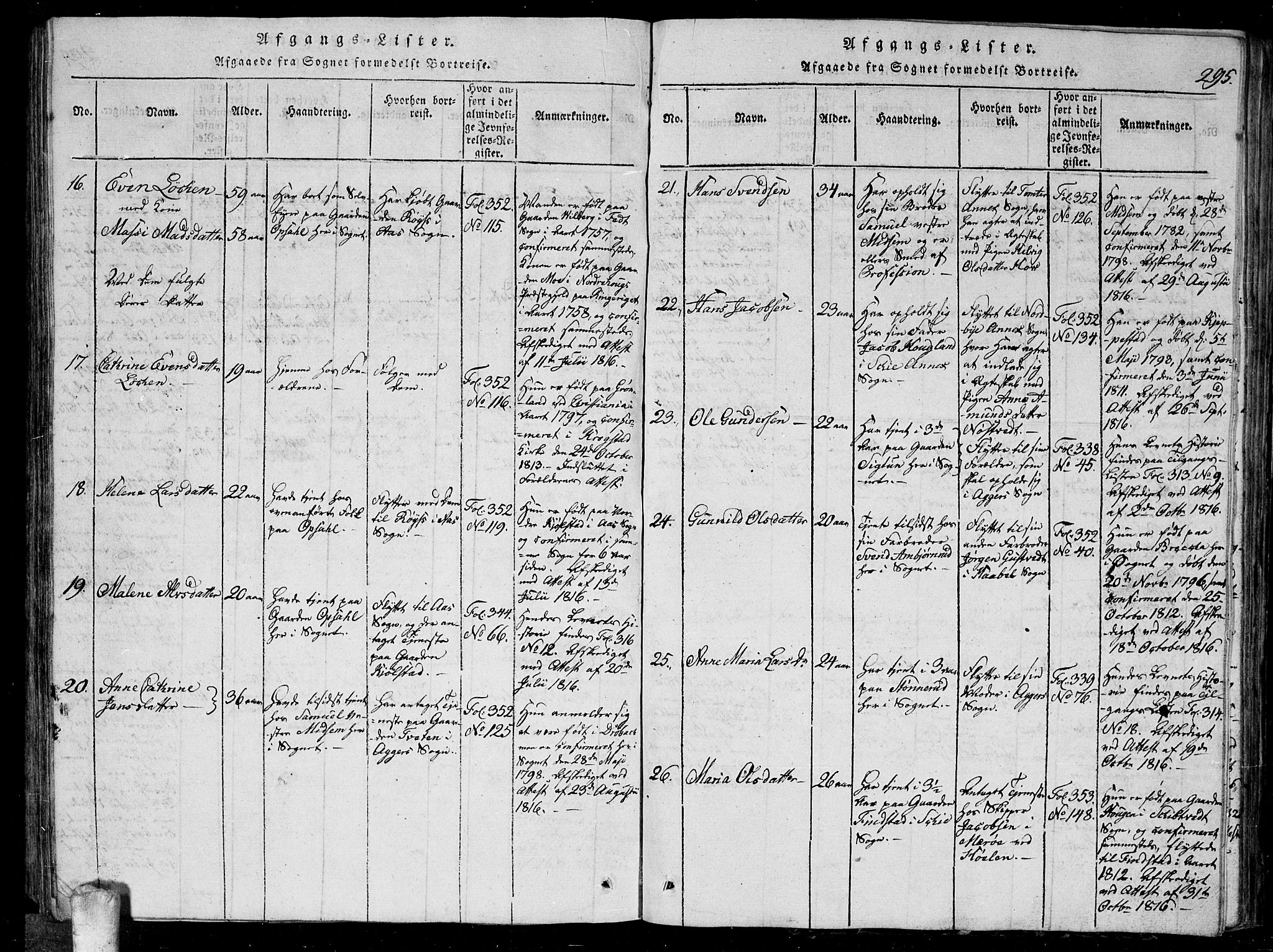 Kråkstad prestekontor Kirkebøker, AV/SAO-A-10125a/G/Ga/L0001: Parish register (copy) no. I 1, 1813-1824, p. 295