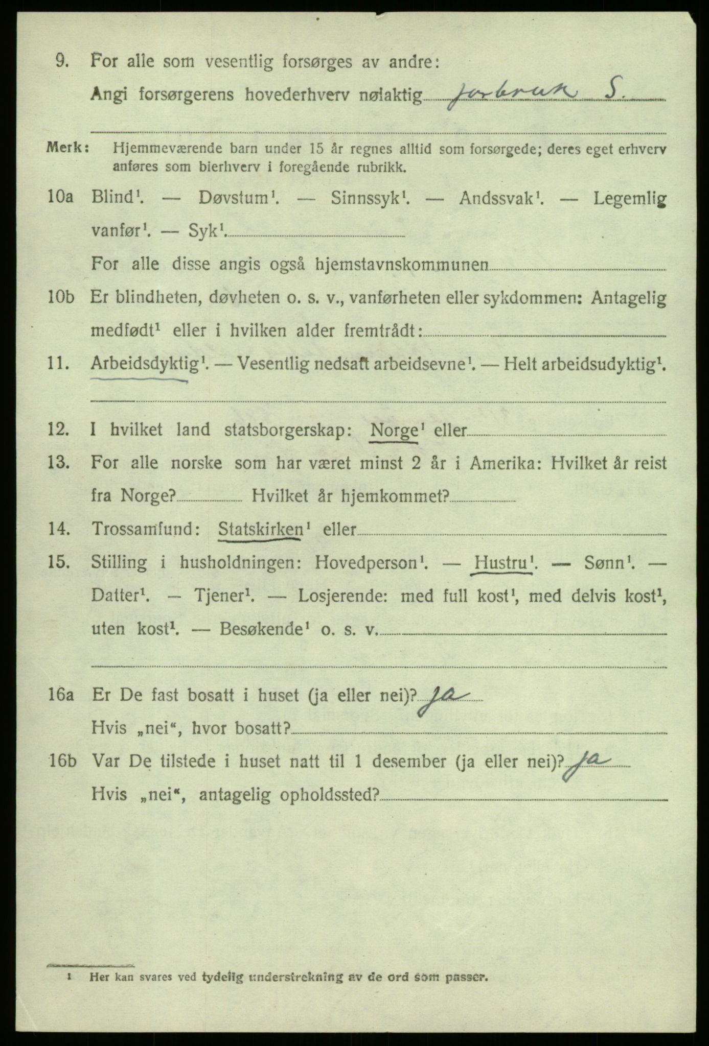 SAB, 1920 census for Vik, 1920, p. 7098