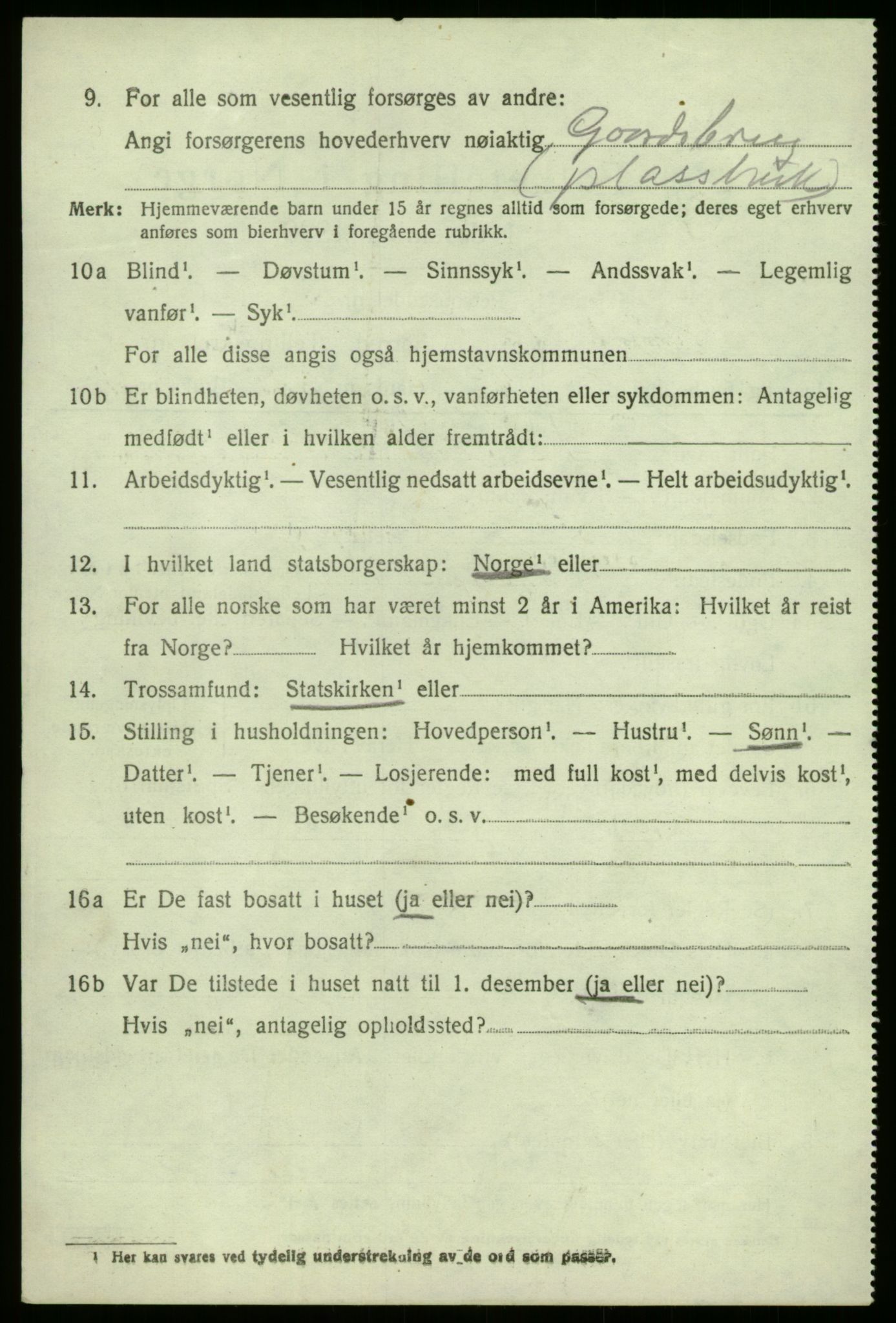 SAB, 1920 census for Kyrkjebø, 1920, p. 2912