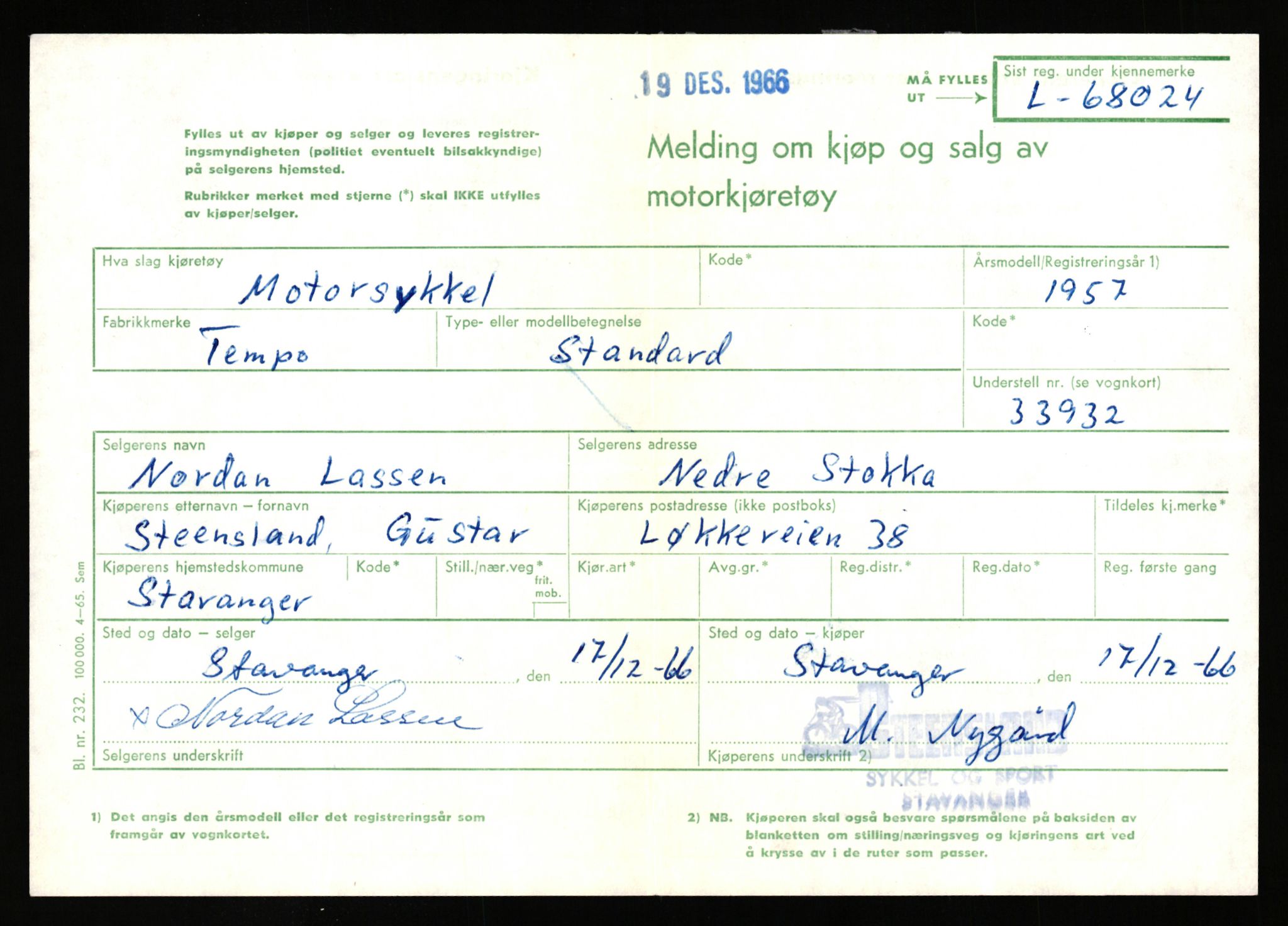 Stavanger trafikkstasjon, SAST/A-101942/0/F/L0066: L-68000 - L-71599, 1930-1971, p. 87