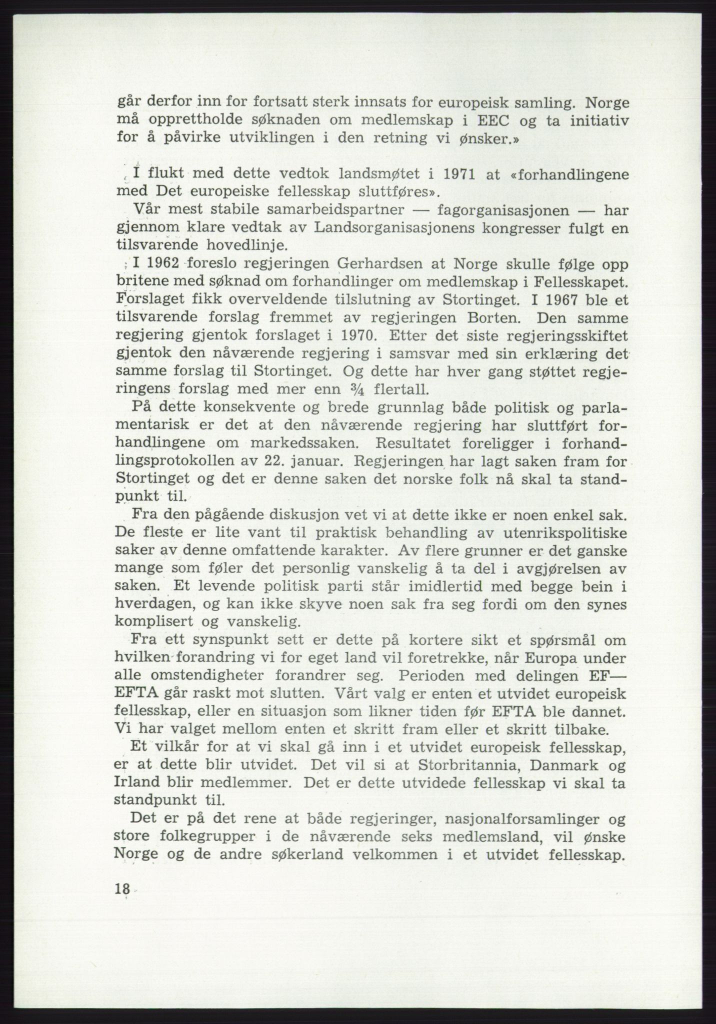 Det norske Arbeiderparti - publikasjoner, AAB/-/-/-: Protokoll over forhandlingene på det ekstraordinære landsmøte 21.-22. april 1972, 1972, p. 18