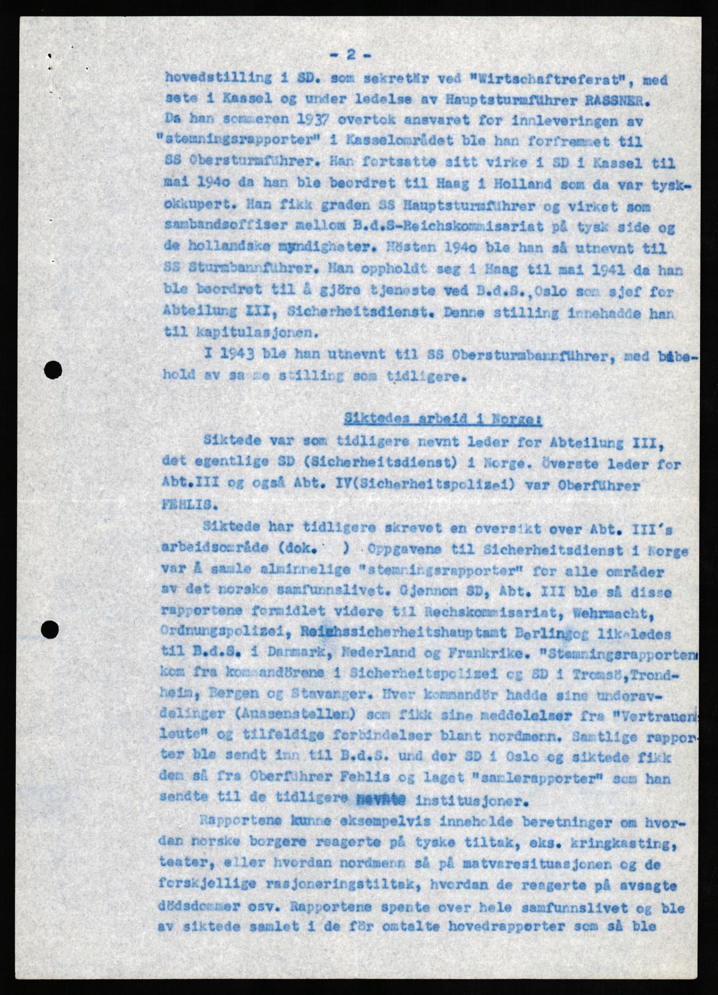 Forsvaret, Forsvarets overkommando II, RA/RAFA-3915/D/Db/L0024: CI Questionaires. Tyske okkupasjonsstyrker i Norge. Tyskere., 1945-1946, p. 320