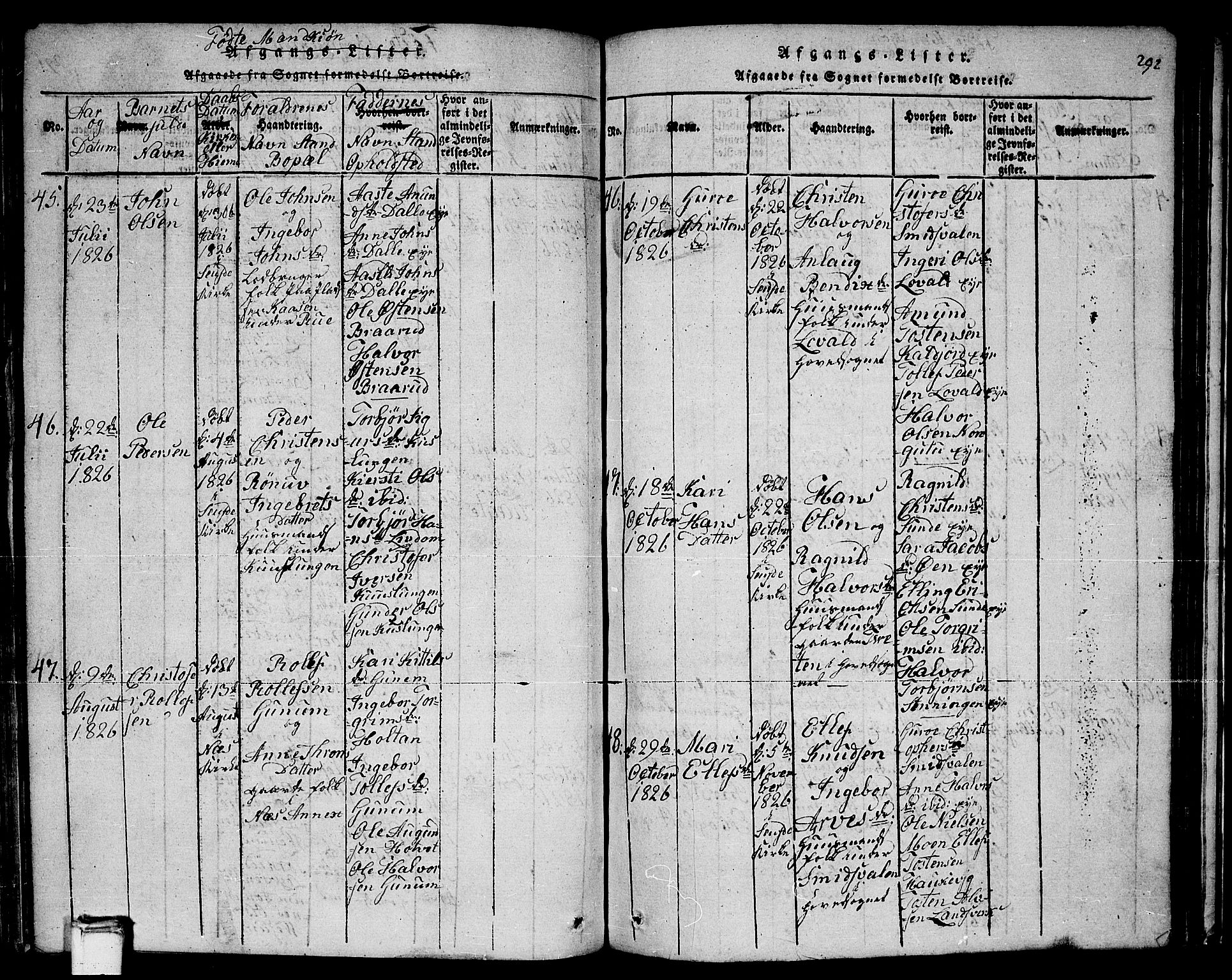 Sauherad kirkebøker, AV/SAKO-A-298/F/Fa/L0005: Parish register (official) no. I 5, 1815-1829, p. 292