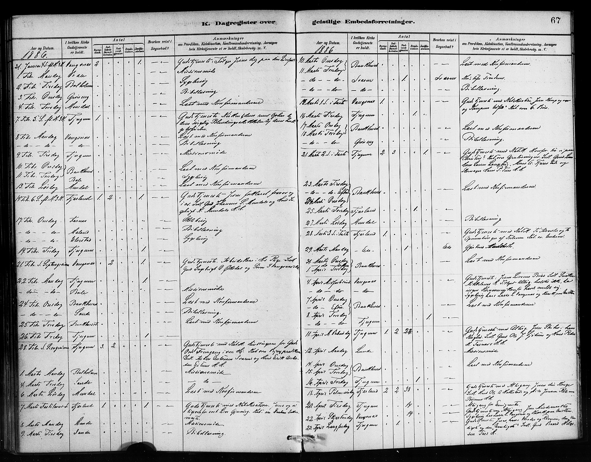 Balestrand sokneprestembete, SAB/A-79601/H/Haa/Haaa/L0004: Parish register (official) no. A 4 /1, 1879-1888, p. 67