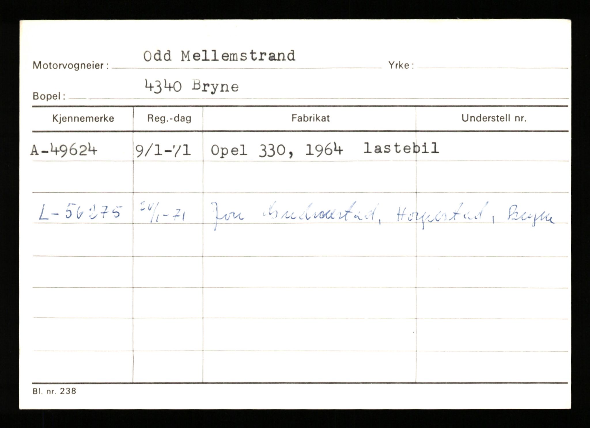 Stavanger trafikkstasjon, SAST/A-101942/0/G/L0007: Registreringsnummer: 49019 - 67460, 1930-1971, p. 95