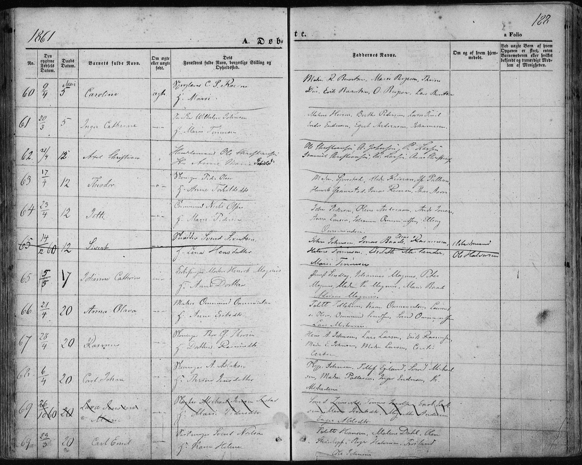 Domkirken sokneprestkontor, AV/SAST-A-101812/001/30/30BA/L0017: Parish register (official) no. A 16, 1855-1867, p. 188