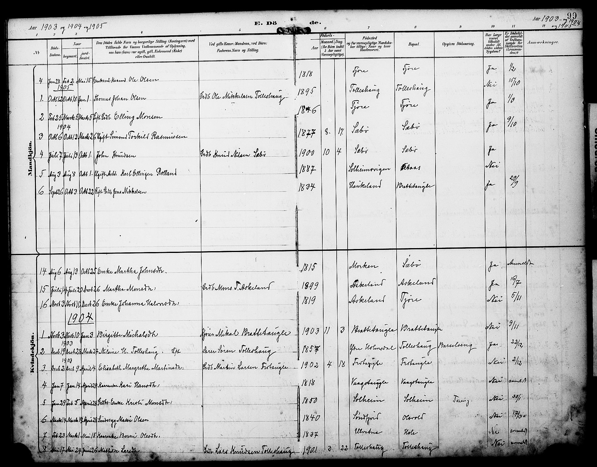 Manger sokneprestembete, AV/SAB-A-76801/H/Haa: Parish register (official) no. D 2, 1894-1908, p. 99