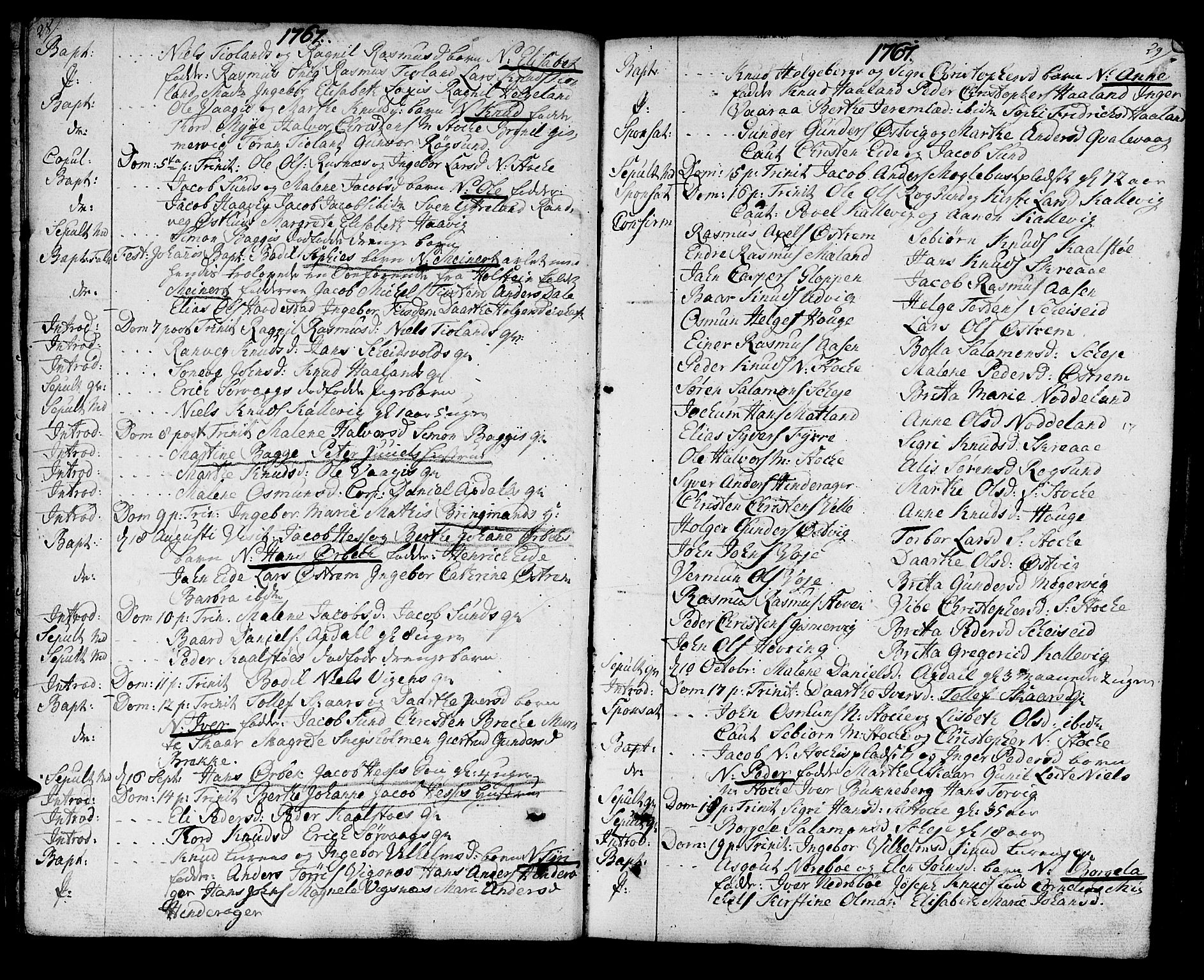 Avaldsnes sokneprestkontor, AV/SAST-A -101851/H/Ha/Haa/L0002: Parish register (official) no. A 2, 1765-1800, p. 28-29