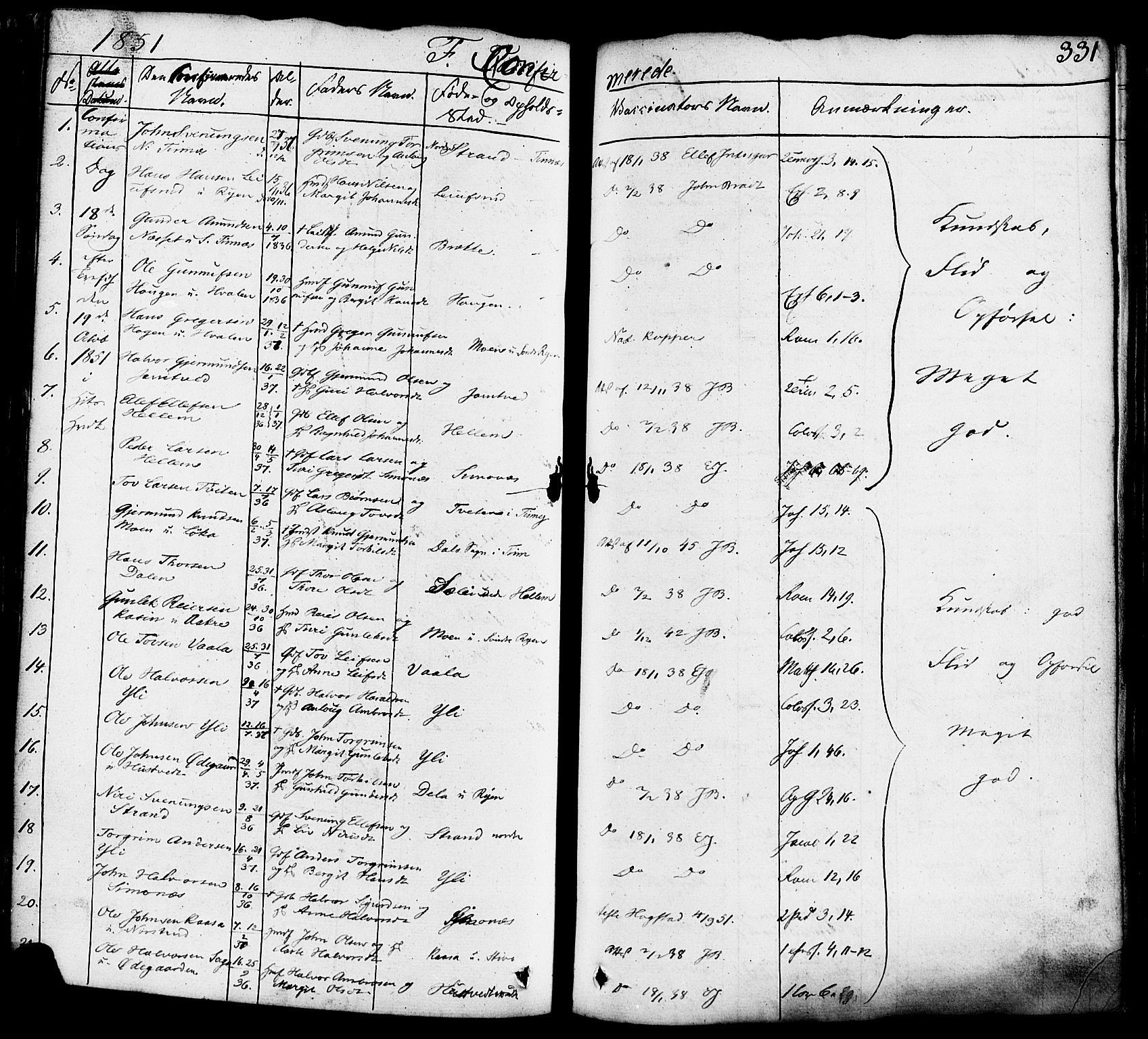 Heddal kirkebøker, SAKO/A-268/F/Fa/L0006: Parish register (official) no. I 6, 1837-1854, p. 331