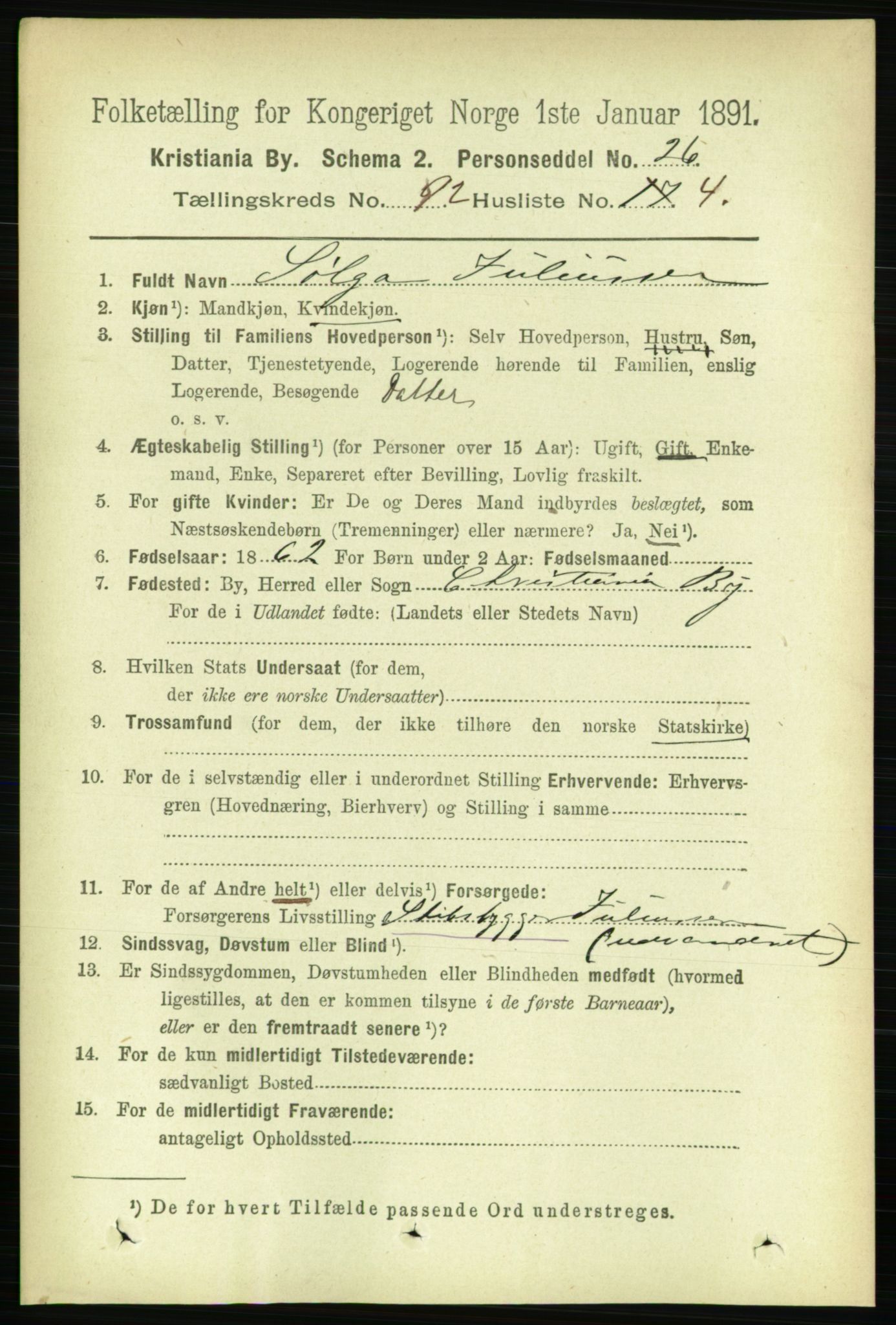 RA, 1891 census for 0301 Kristiania, 1891, p. 45058