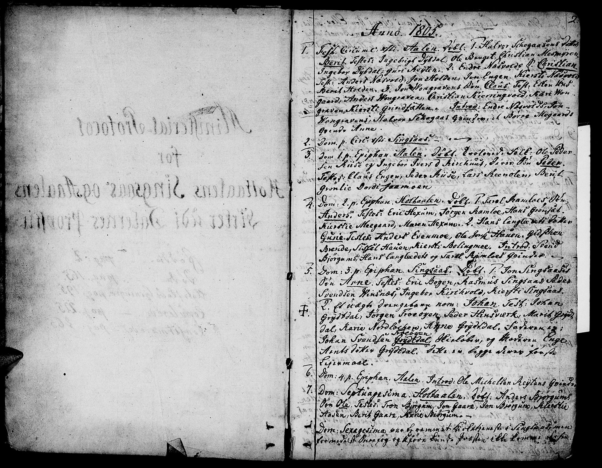 Ministerialprotokoller, klokkerbøker og fødselsregistre - Sør-Trøndelag, SAT/A-1456/685/L0953: Parish register (official) no. 685A02, 1805-1816, p. 2