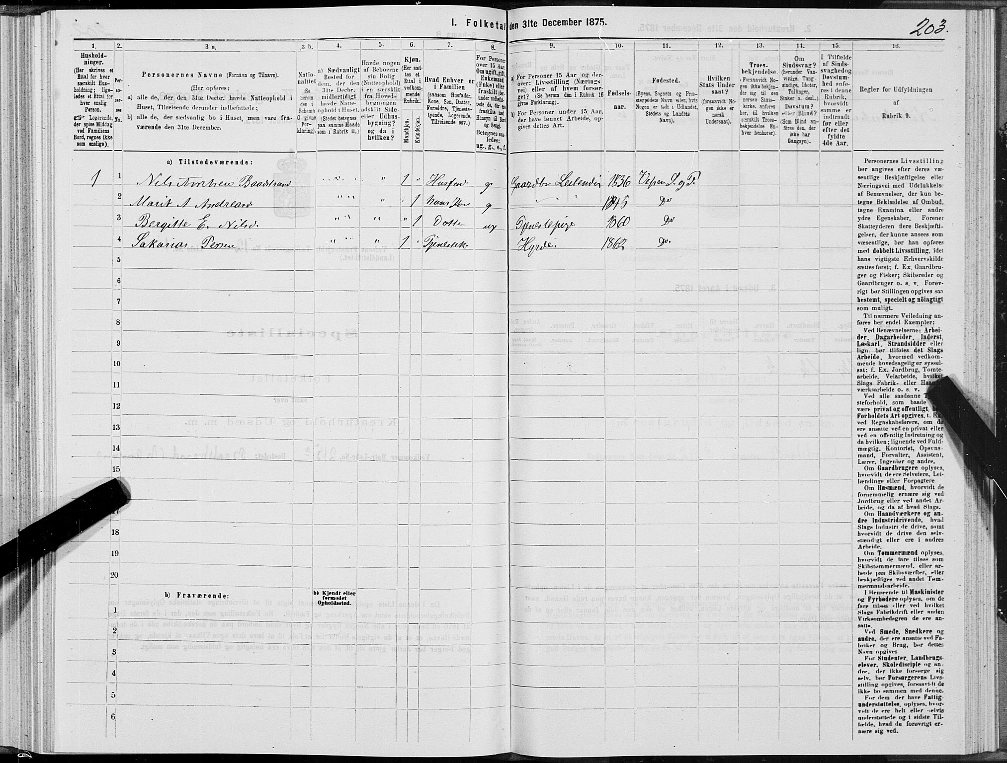 SAT, 1875 census for 1824L Vefsn/Vefsn, 1875, p. 3203