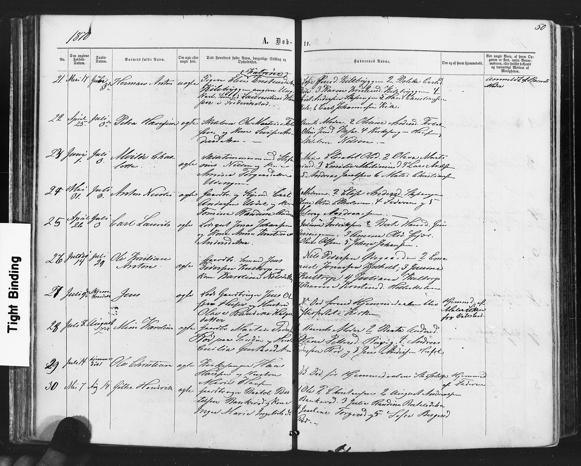 Hvaler prestekontor Kirkebøker, AV/SAO-A-2001/F/Fa/L0007: Parish register (official) no. I 7, 1864-1878, p. 50