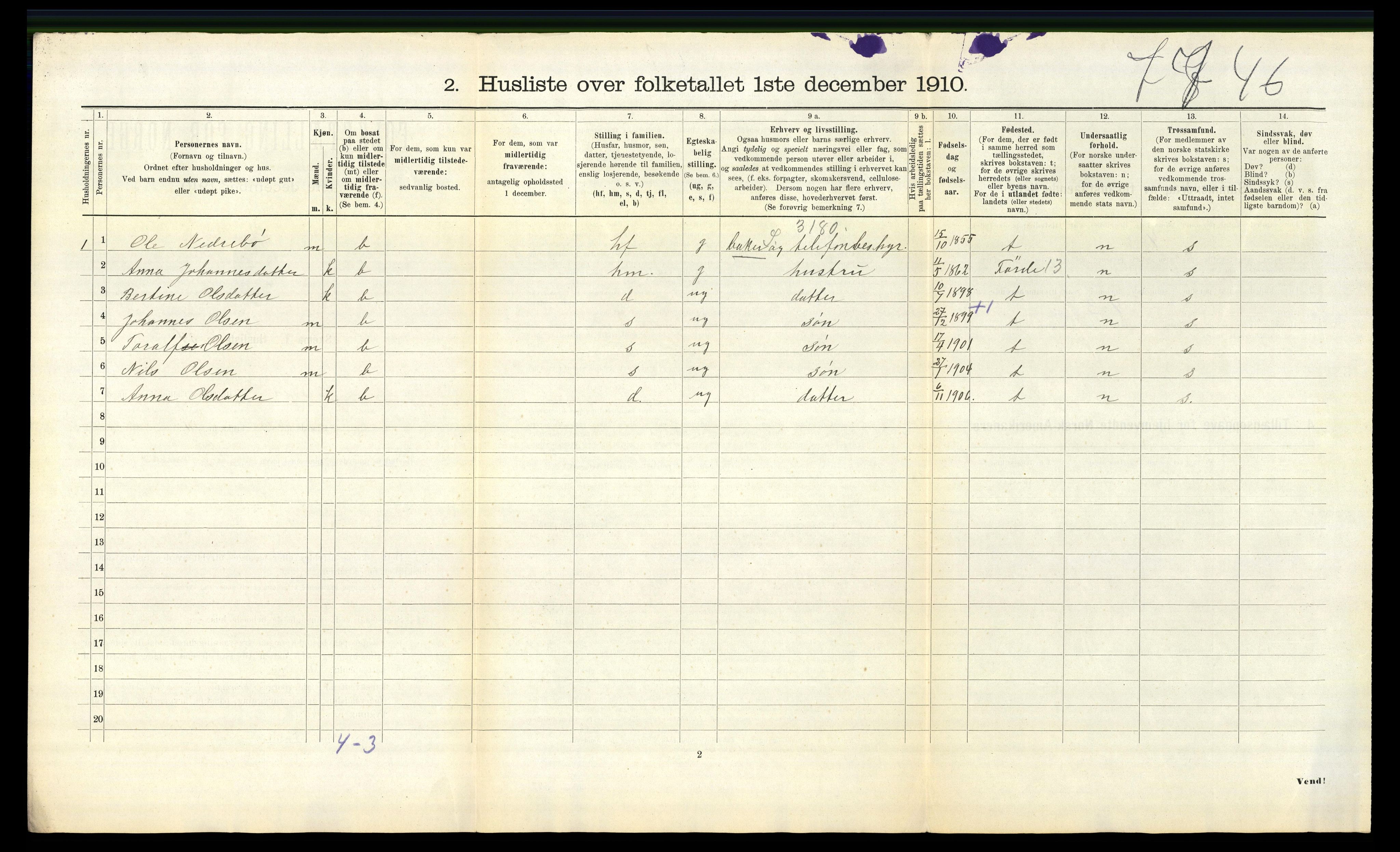 RA, 1910 census for Jølster, 1910, p. 497