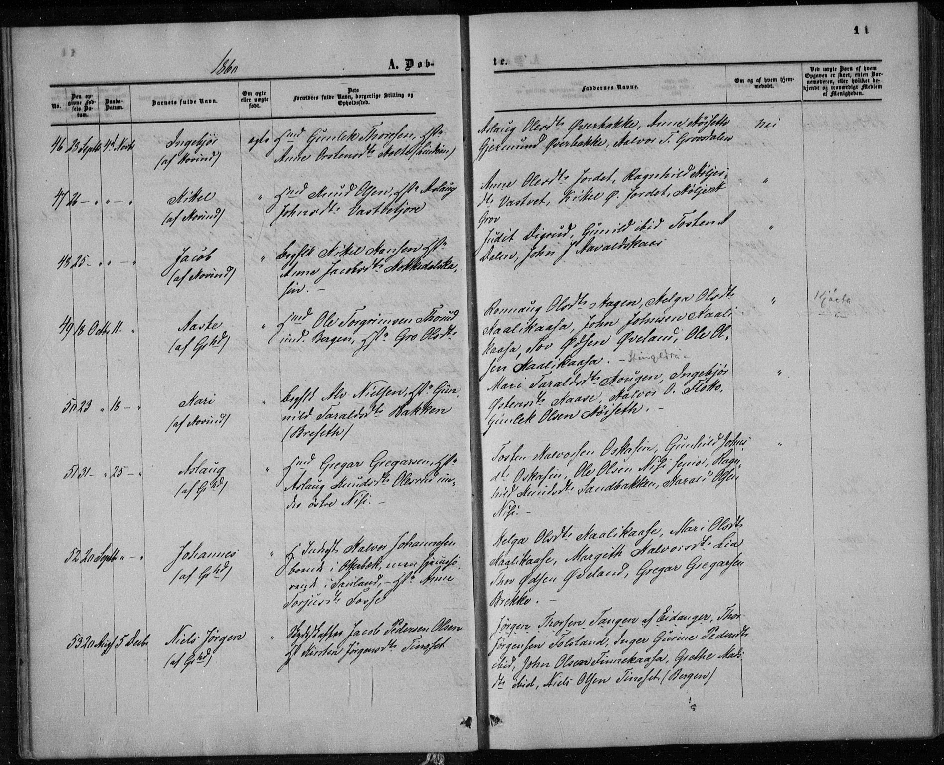 Gransherad kirkebøker, AV/SAKO-A-267/F/Fa/L0003: Parish register (official) no. I 3, 1859-1870, p. 11