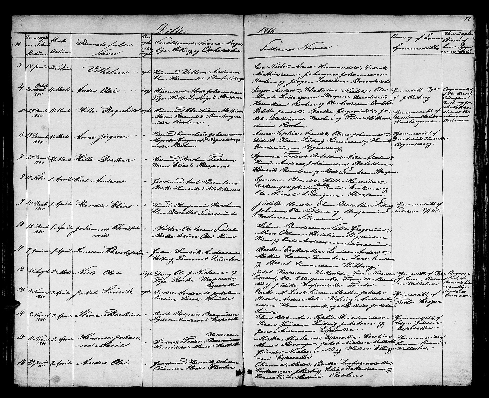 Kinn sokneprestembete, AV/SAB-A-80801/H/Hab/Haba/L0001: Parish register (copy) no. A 1, 1853-1868, p. 58