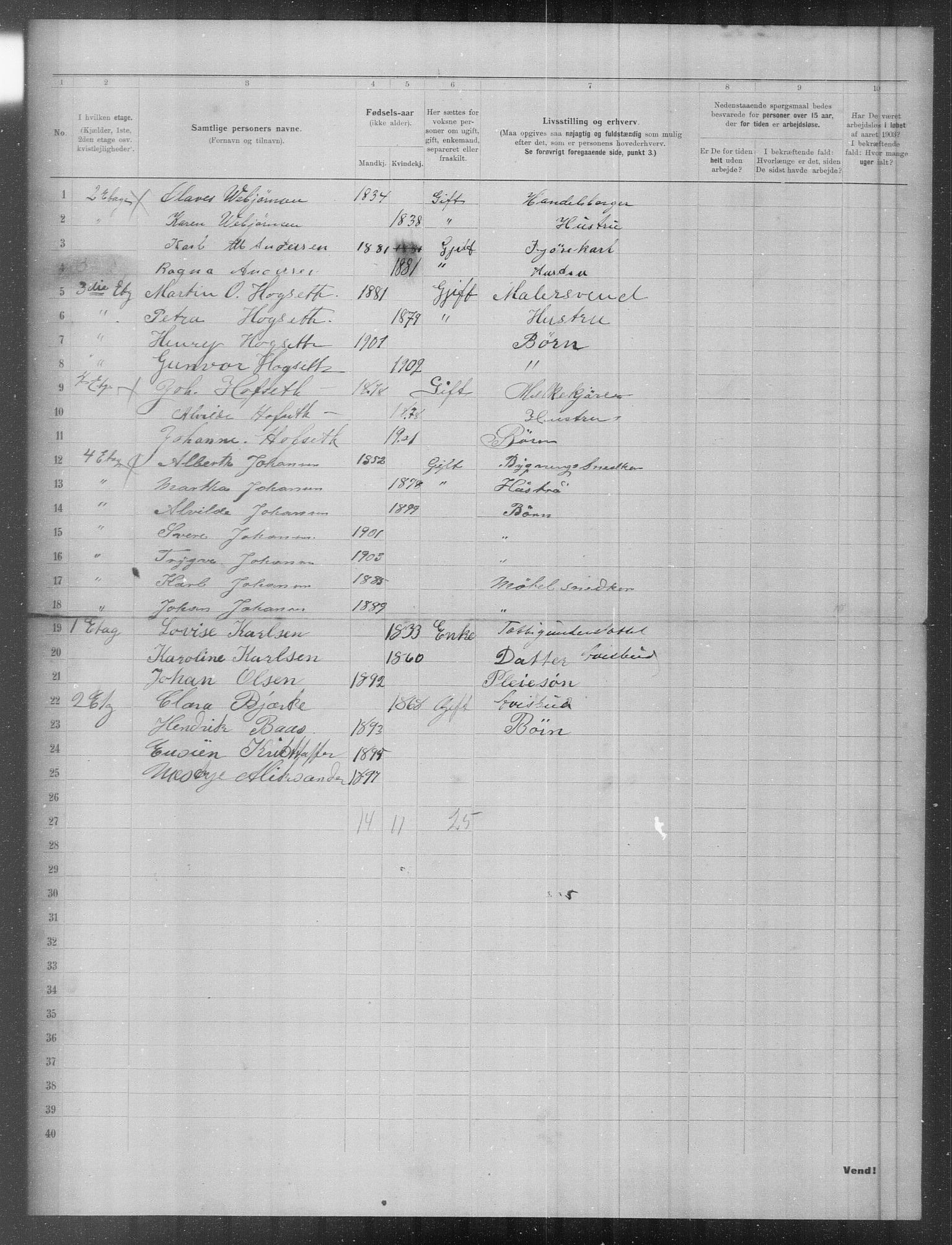 OBA, Municipal Census 1903 for Kristiania, 1903, p. 8421