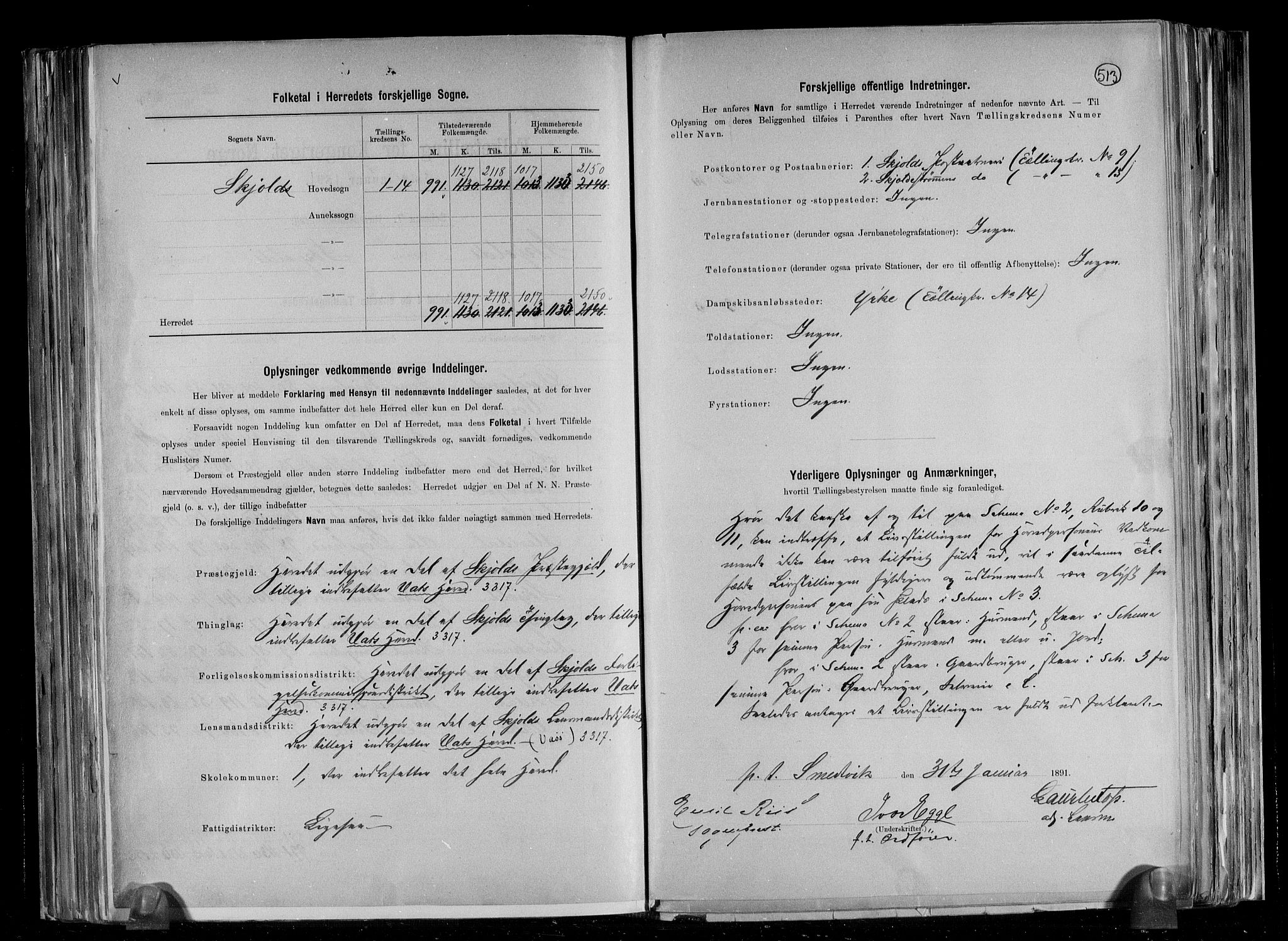 RA, 1891 census for 1154 Skjold, 1891, p. 3