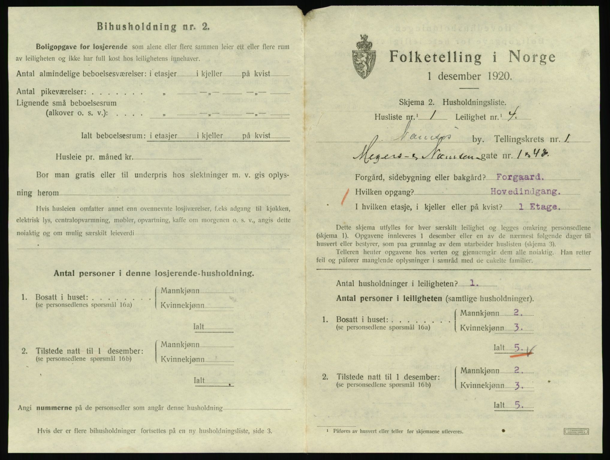 SAT, 1920 census for Namsos, 1920, p. 745