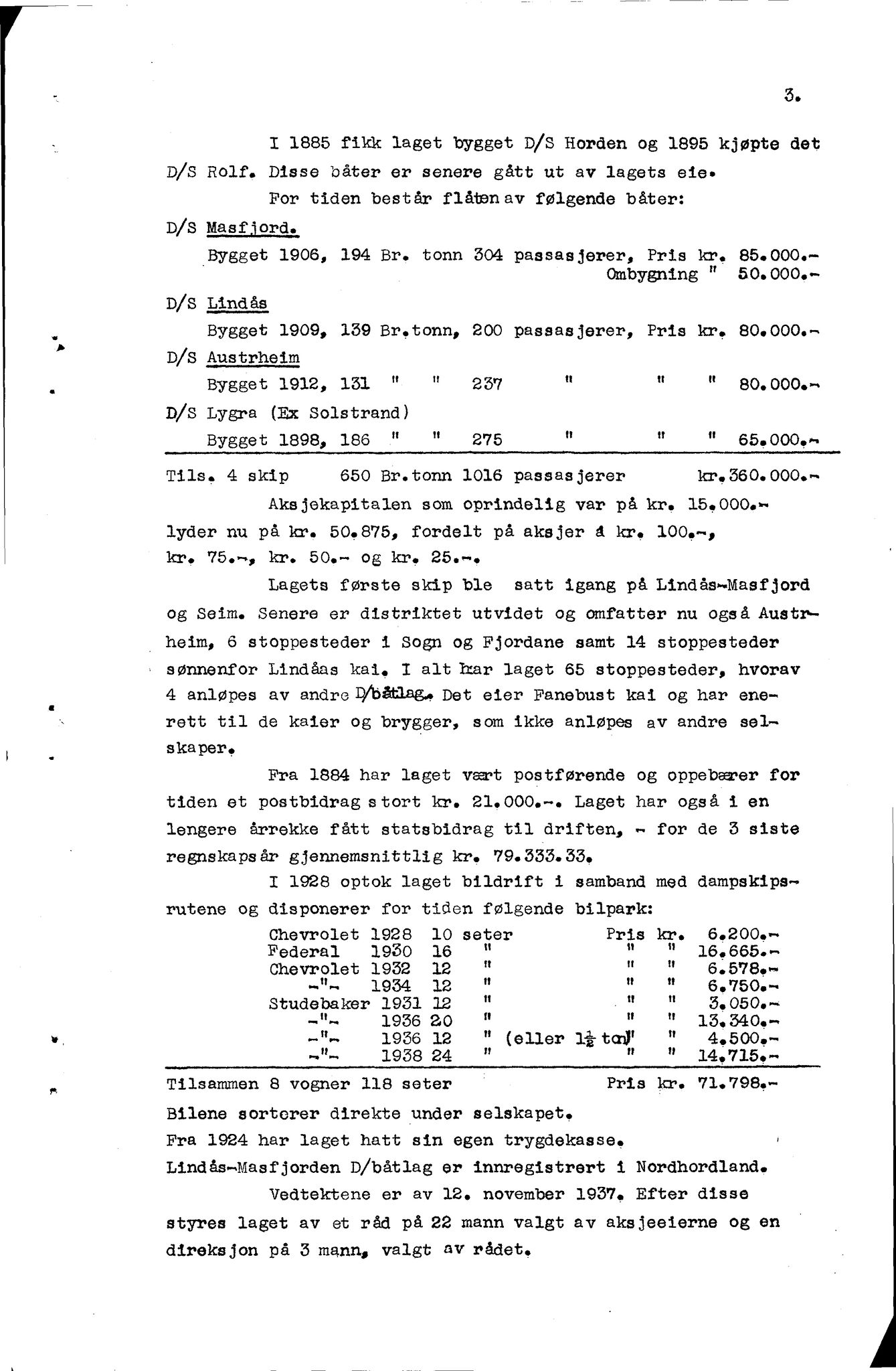 Hjelme kommune. Formannskapet, IKAH/1259a-021/D/Db/Dba/L0007/0005: Korrespondanse formannskapet  / Samanslutningsnemnda for dampbåtlagene i Nordhordland , 1941