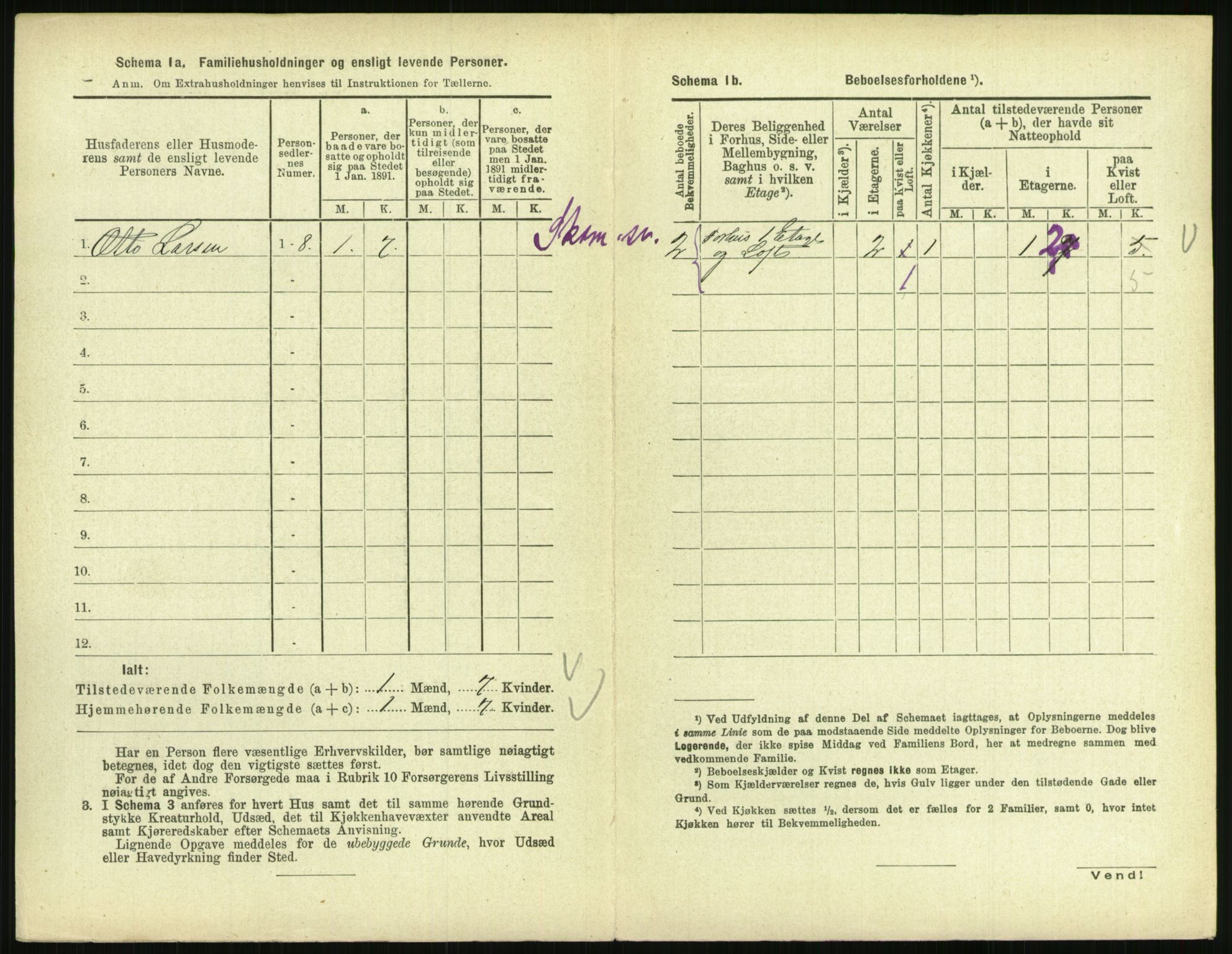 RA, 1891 census for 0801 Kragerø, 1891, p. 1349