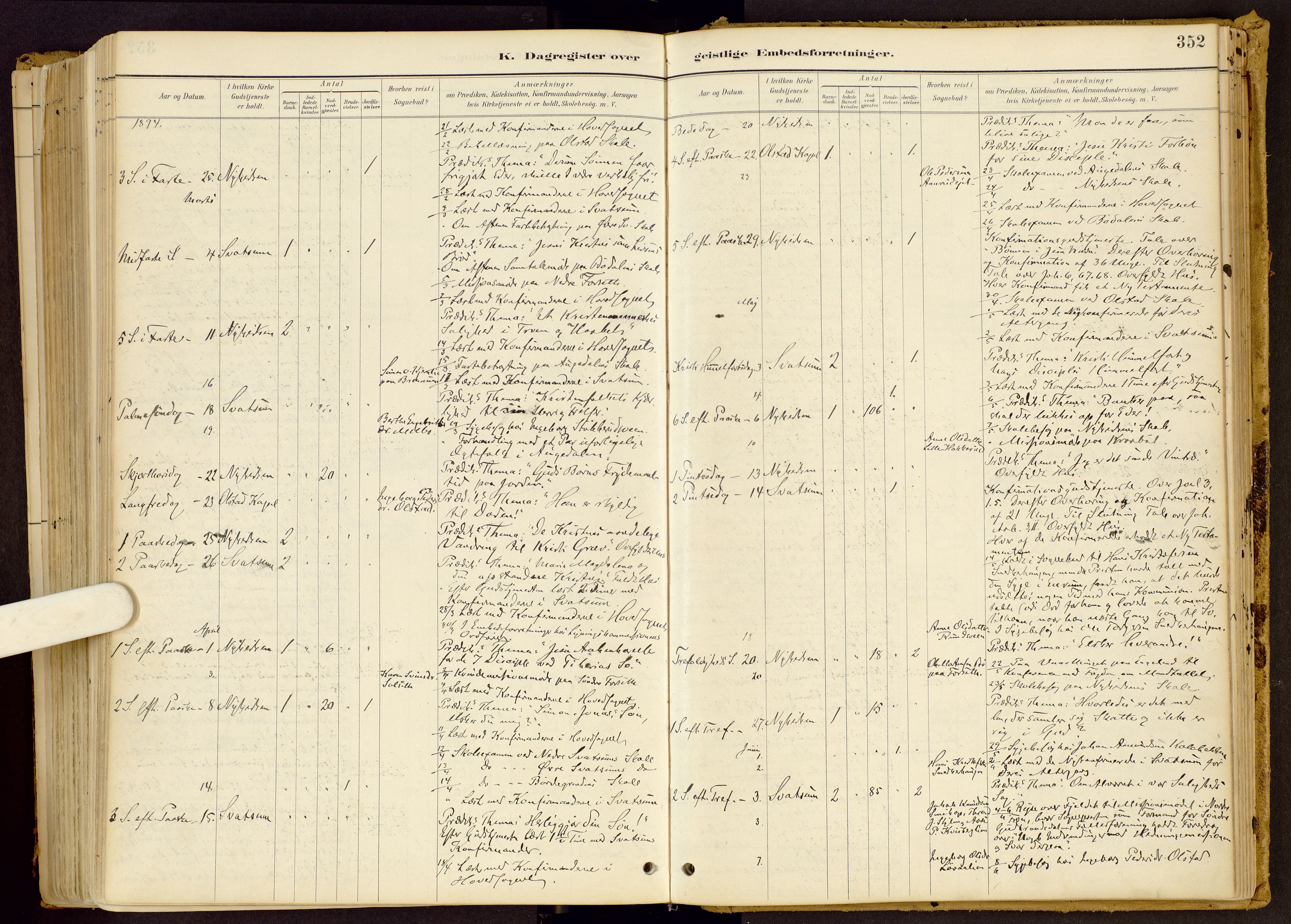 Vestre Gausdal prestekontor, SAH/PREST-094/H/Ha/Haa/L0001: Parish register (official) no. 1, 1887-1914, p. 352