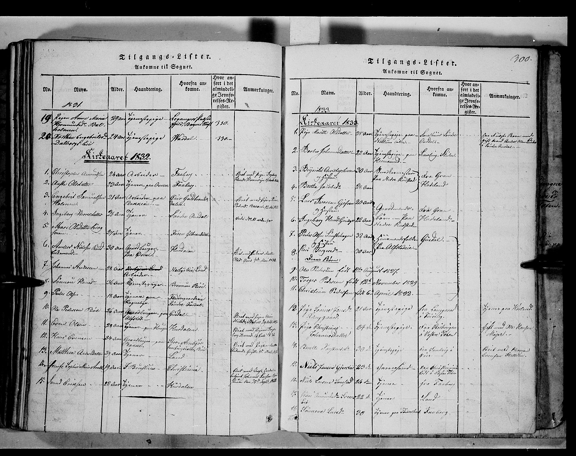 Østre Toten prestekontor, SAH/PREST-104/H/Ha/Haa/L0001: Parish register (official) no. 1, 1828-1839, p. 300