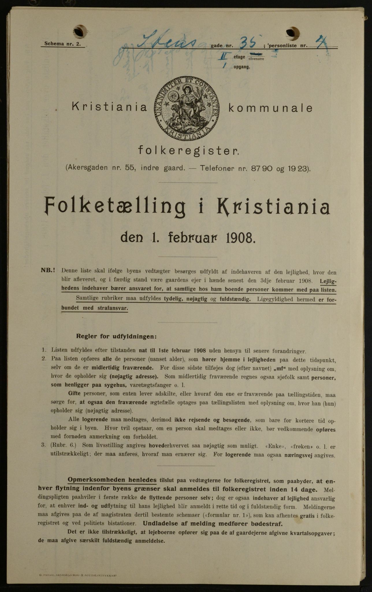 OBA, Municipal Census 1908 for Kristiania, 1908, p. 91938