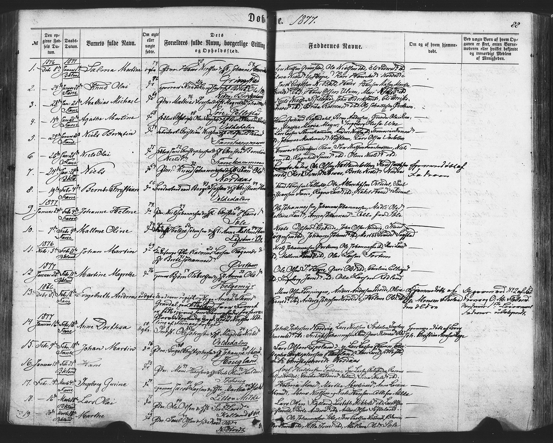 Fana Sokneprestembete, AV/SAB-A-75101/H/Haa/Haaa/L0012: Parish register (official) no. A 12, 1862-1878, p. 88