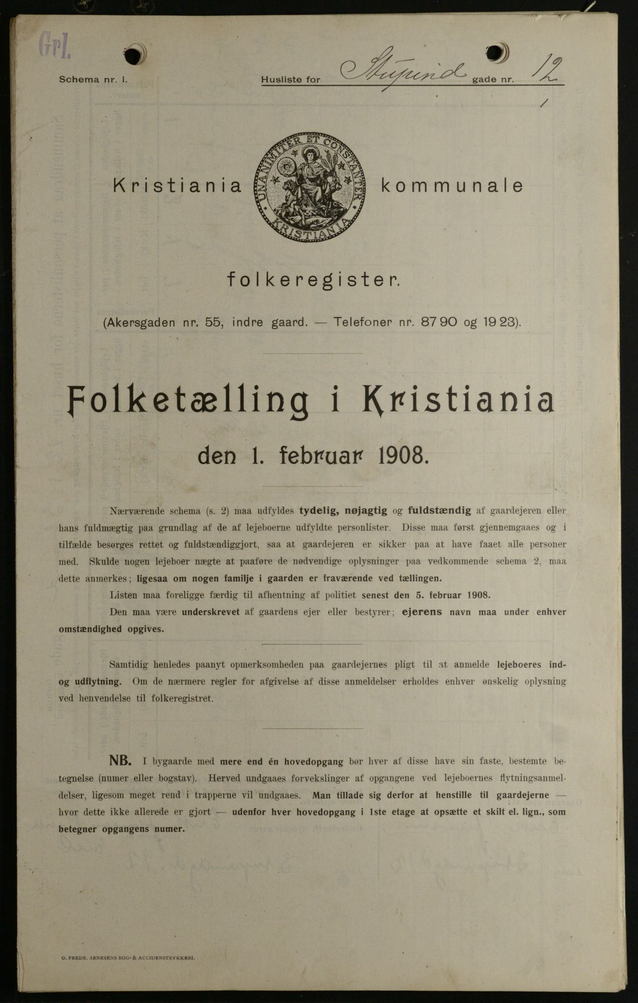 OBA, Municipal Census 1908 for Kristiania, 1908, p. 94057