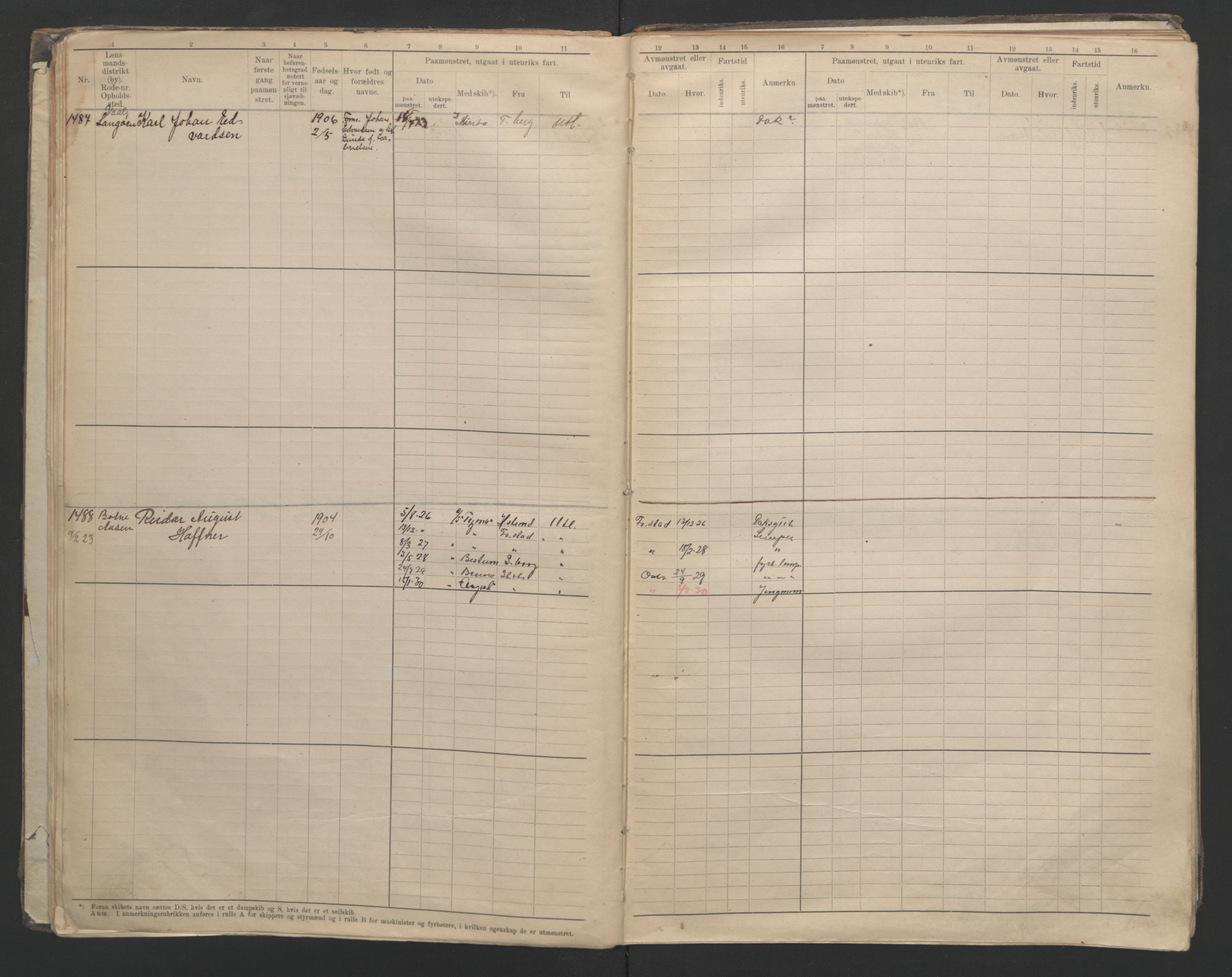 Holmestrand innrulleringskontor, AV/SAKO-A-1151/F/Fc/L0006: Hovedrulle, 1922-1929, p. 13