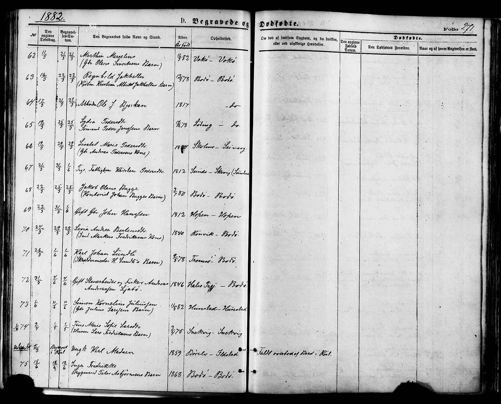 Ministerialprotokoller, klokkerbøker og fødselsregistre - Nordland, AV/SAT-A-1459/801/L0009: Parish register (official) no. 801A09, 1876-1883, p. 271