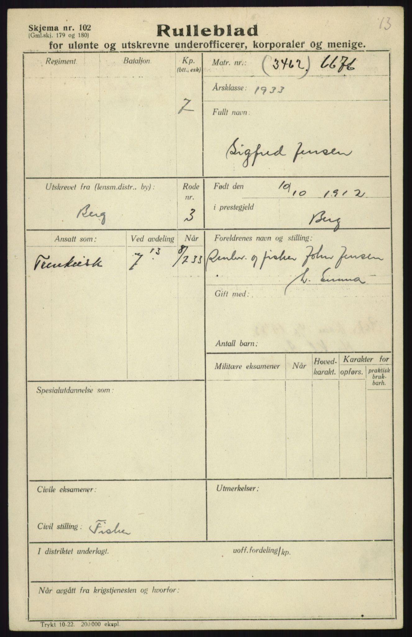 Forsvaret, Troms infanteriregiment nr. 16, AV/RA-RAFA-3146/P/Pa/L0017: Rulleblad for regimentets menige mannskaper, årsklasse 1933, 1933, p. 559