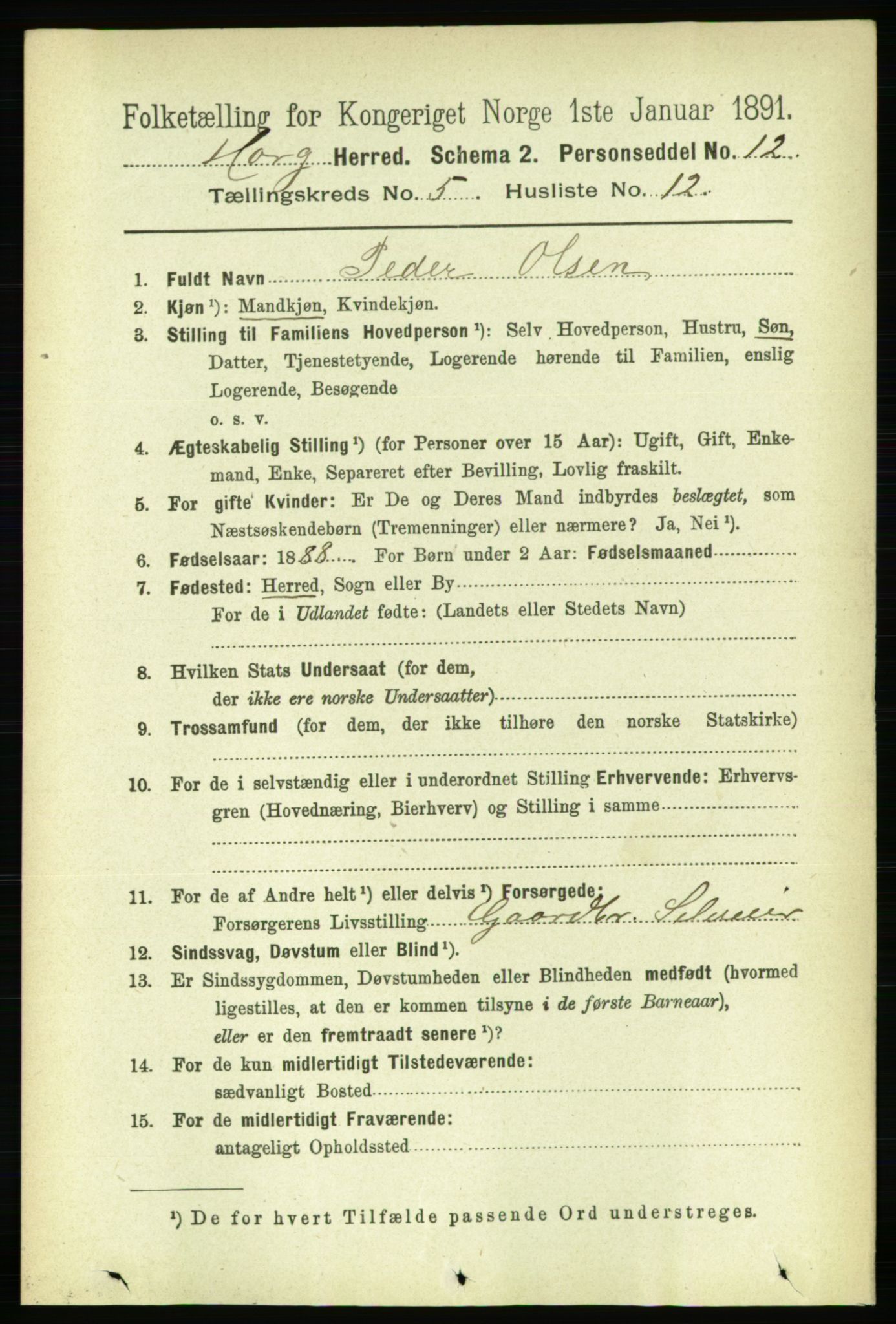 RA, 1891 census for 1650 Horg, 1891, p. 2006