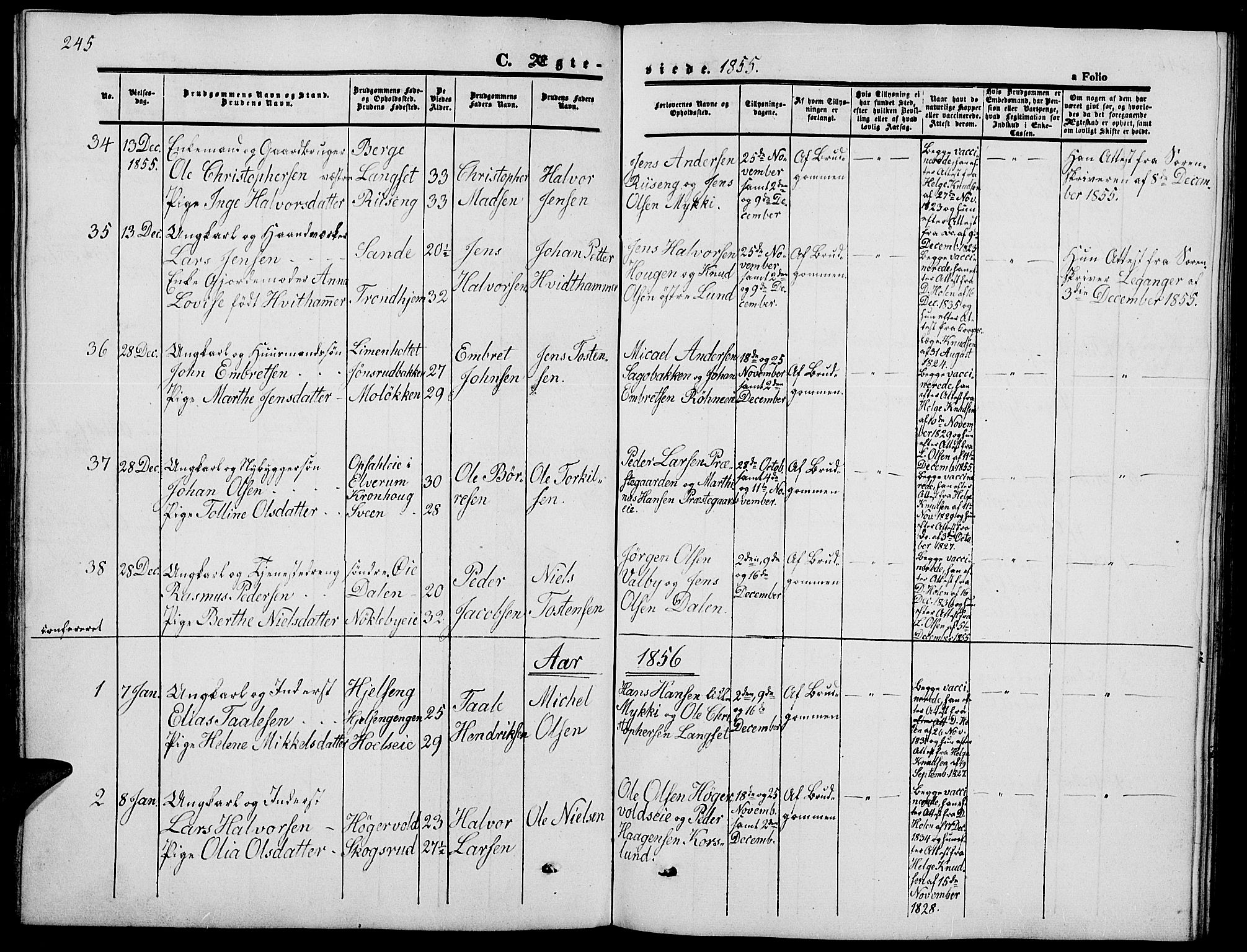 Løten prestekontor, AV/SAH-PREST-022/L/La/L0003: Parish register (copy) no. 3, 1850-1862, p. 245