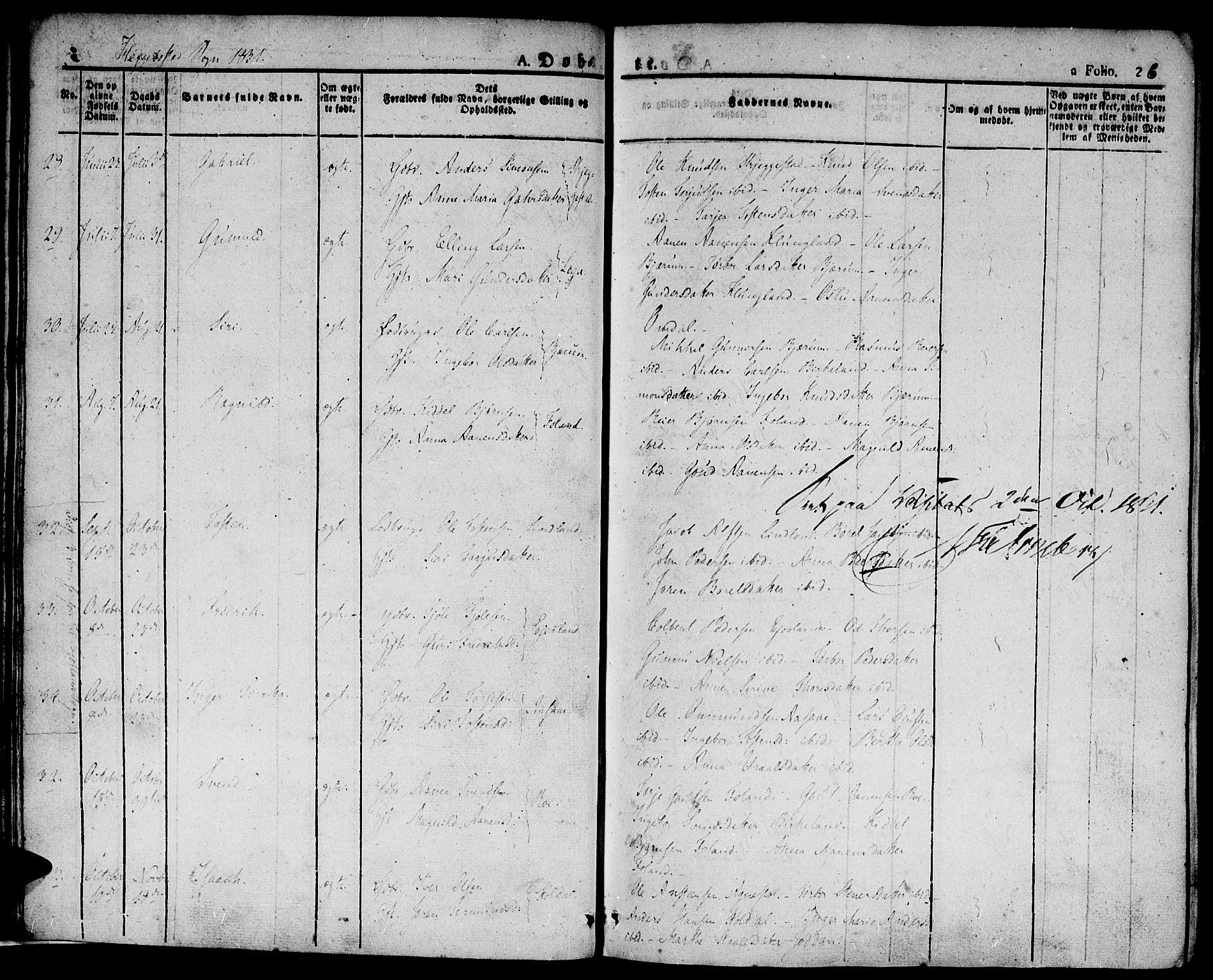 Hægebostad sokneprestkontor, AV/SAK-1111-0024/F/Fa/Faa/L0003: Parish register (official) no. A 3 /1, 1825-1834, p. 26