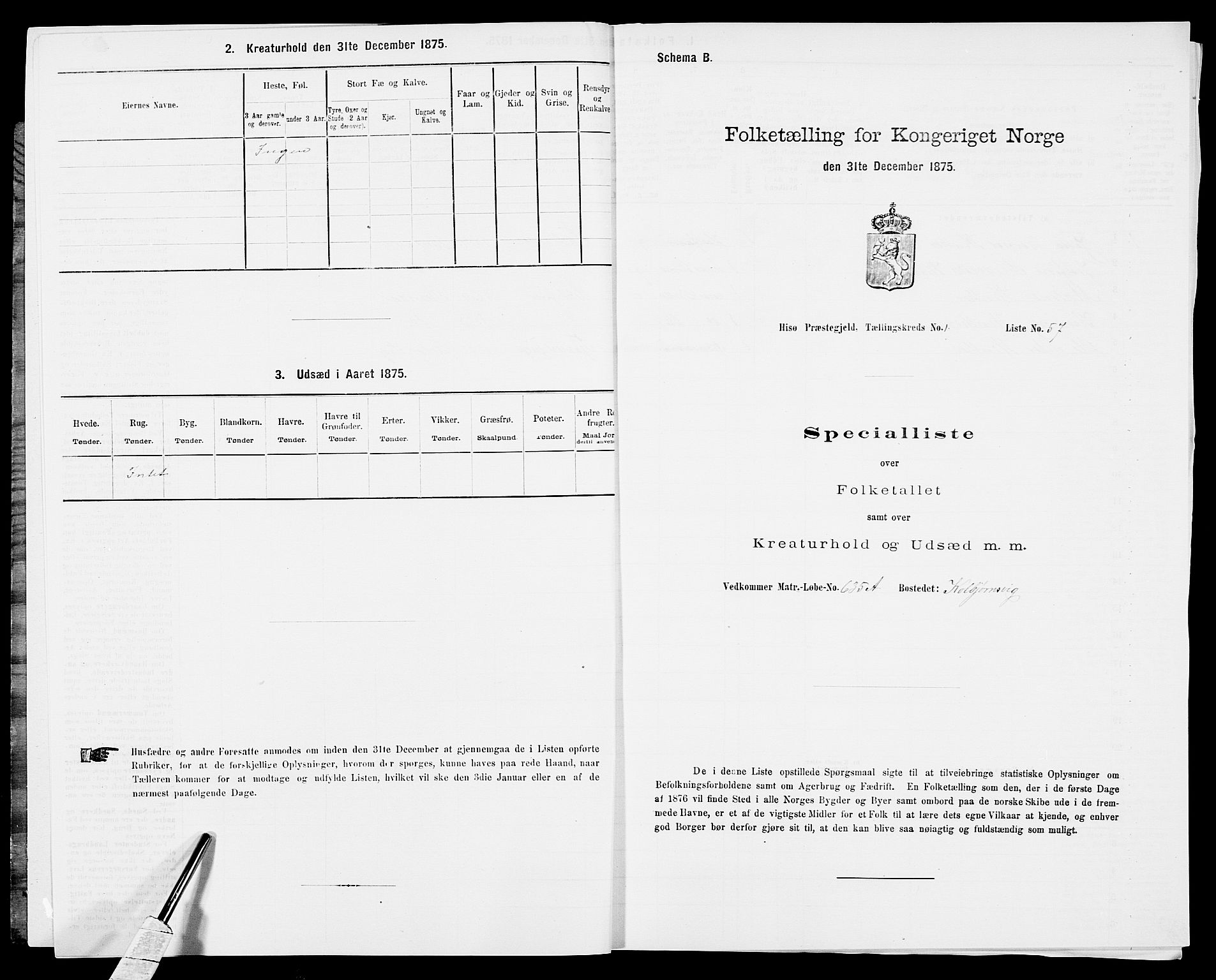 SAK, 1875 census for 0922P Hisøy, 1875, p. 160