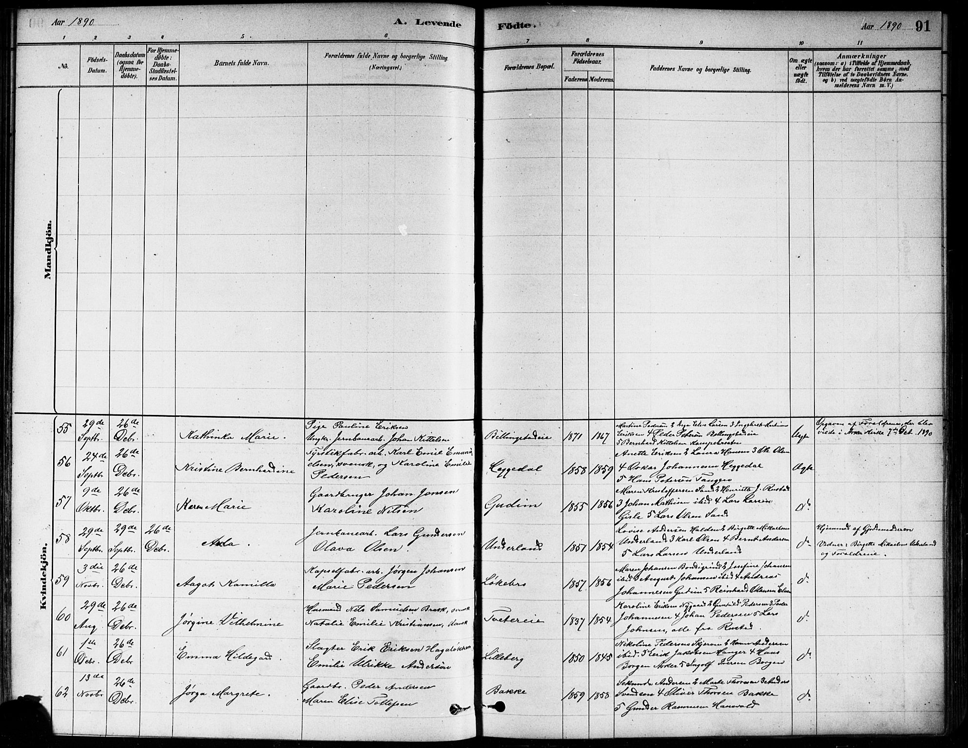 Asker prestekontor Kirkebøker, AV/SAO-A-10256a/F/Fa/L0013: Parish register (official) no. I 13, 1879-1896, p. 91