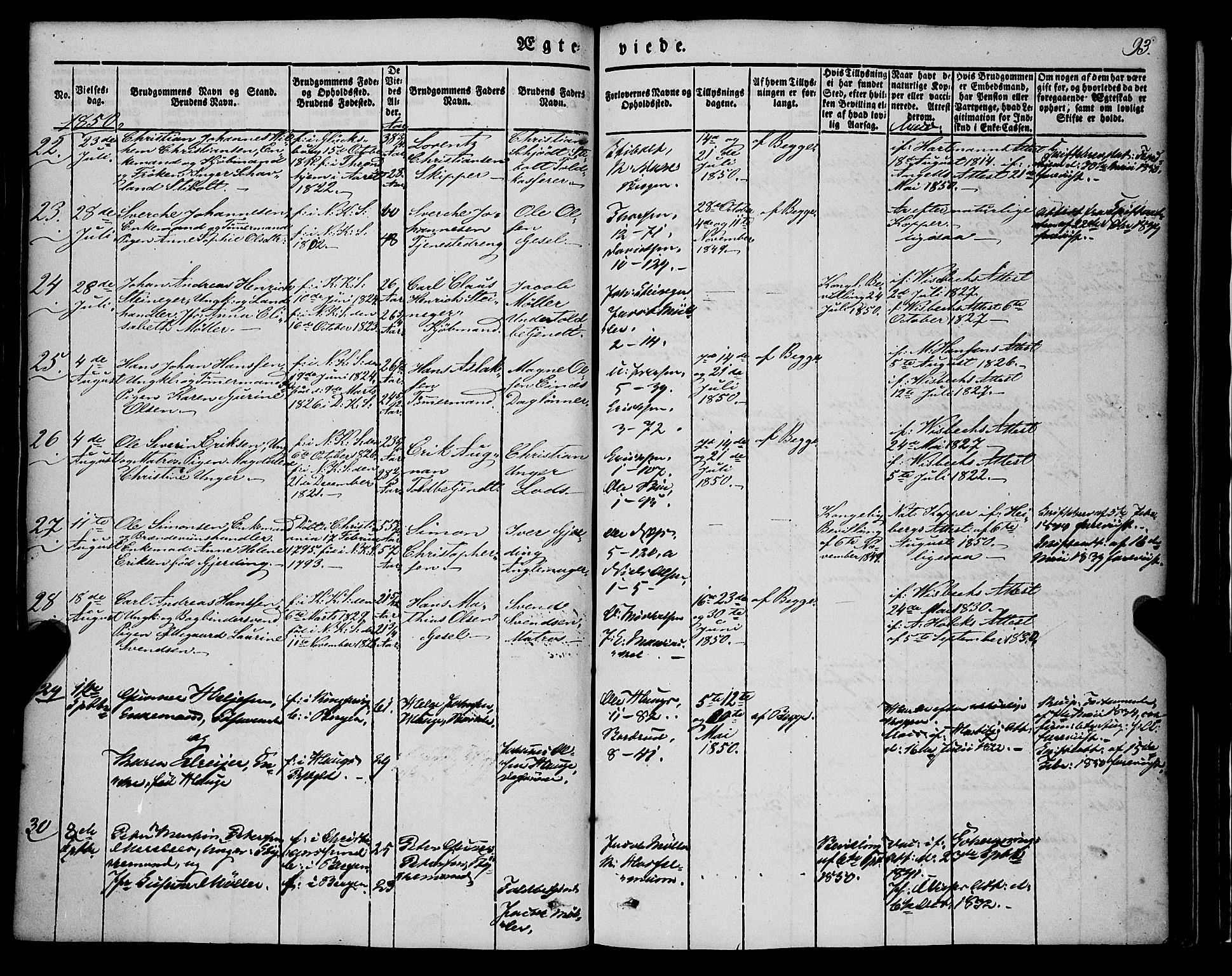 Nykirken Sokneprestembete, AV/SAB-A-77101/H/Haa/L0031: Parish register (official) no. D 1, 1834-1861, p. 93