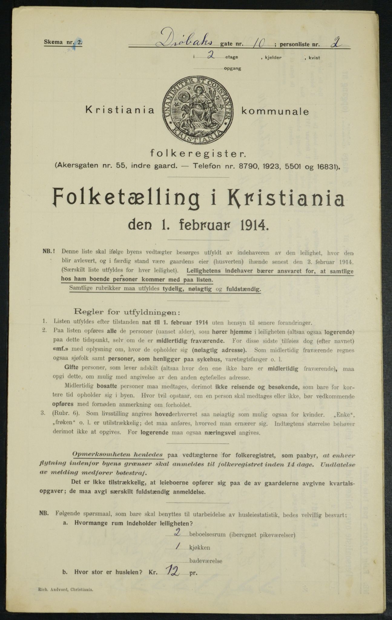 OBA, Municipal Census 1914 for Kristiania, 1914, p. 17598