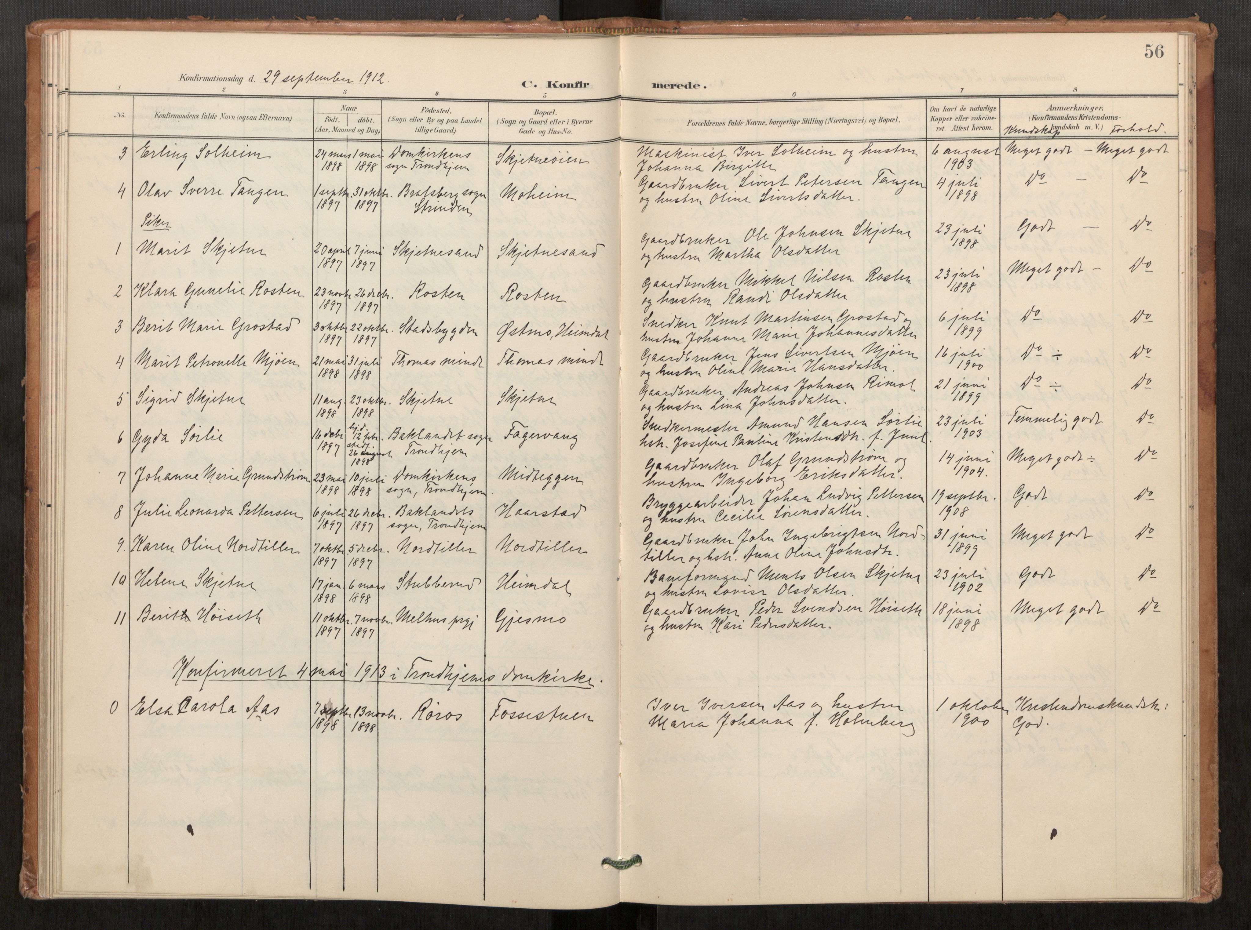 Klæbu sokneprestkontor, SAT/A-1112: Parish register (official) no. 2, 1900-1916, p. 56