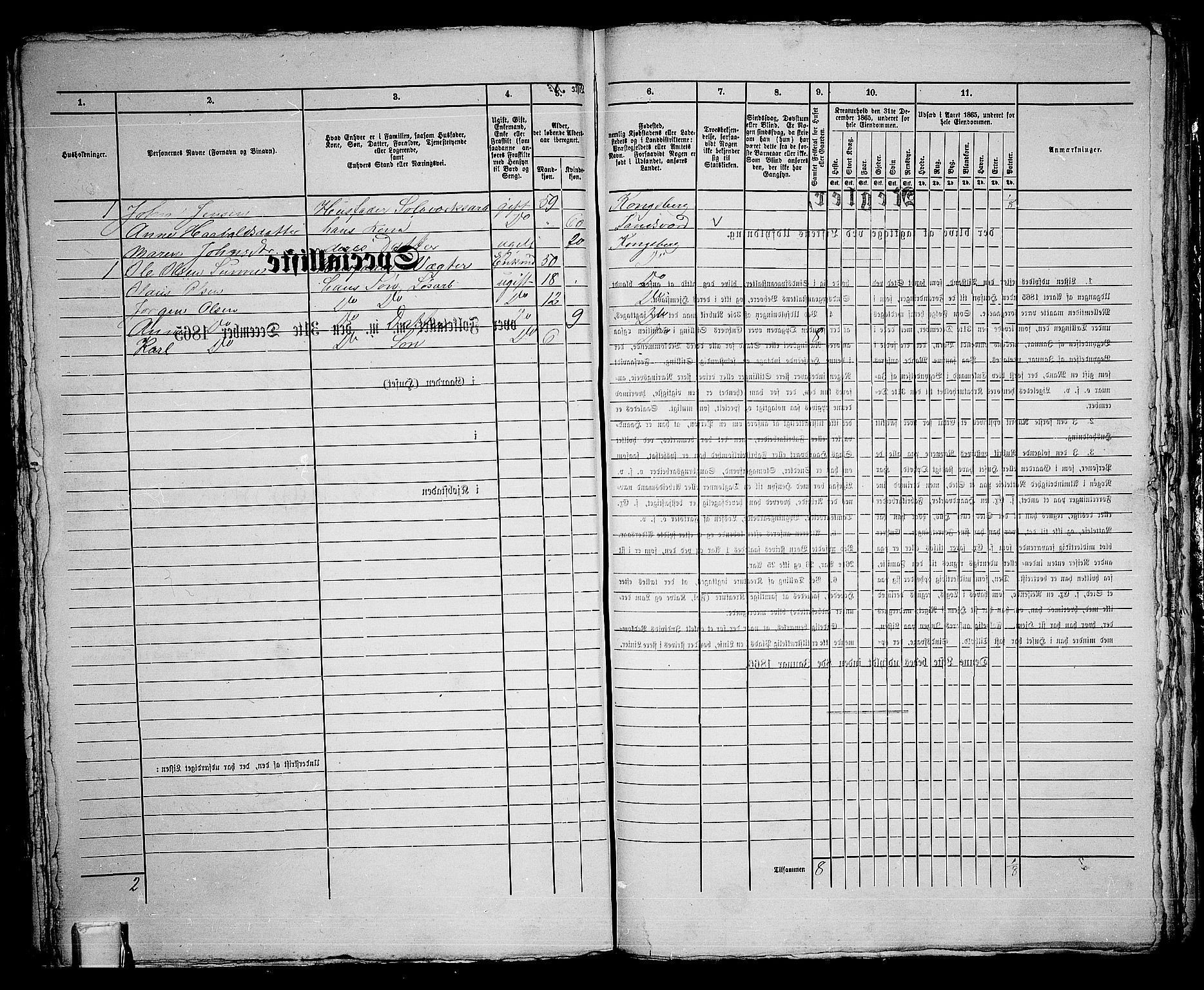 RA, 1865 census for Kongsberg/Kongsberg, 1865, p. 960