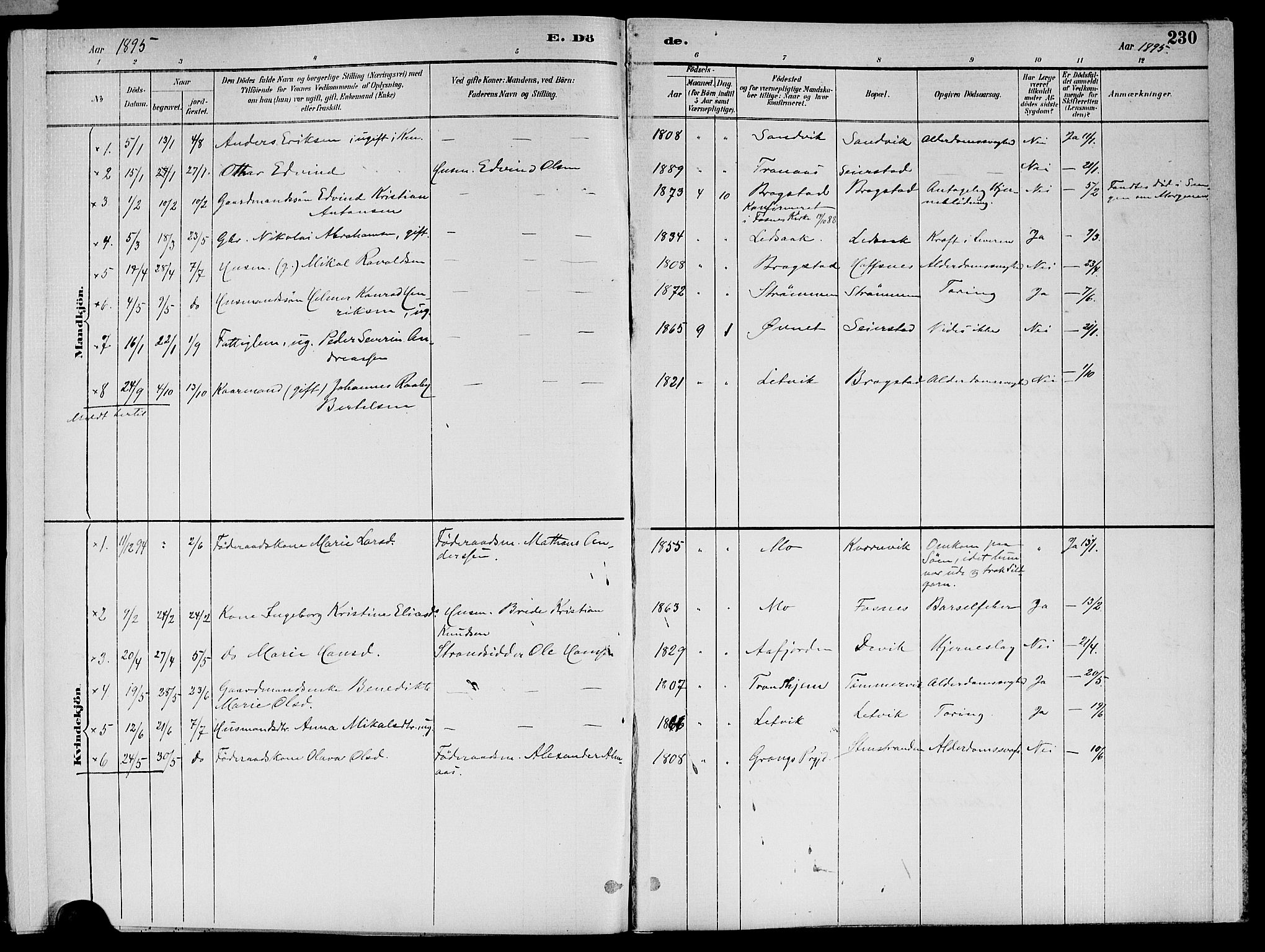 Ministerialprotokoller, klokkerbøker og fødselsregistre - Nord-Trøndelag, SAT/A-1458/773/L0617: Parish register (official) no. 773A08, 1887-1910, p. 230
