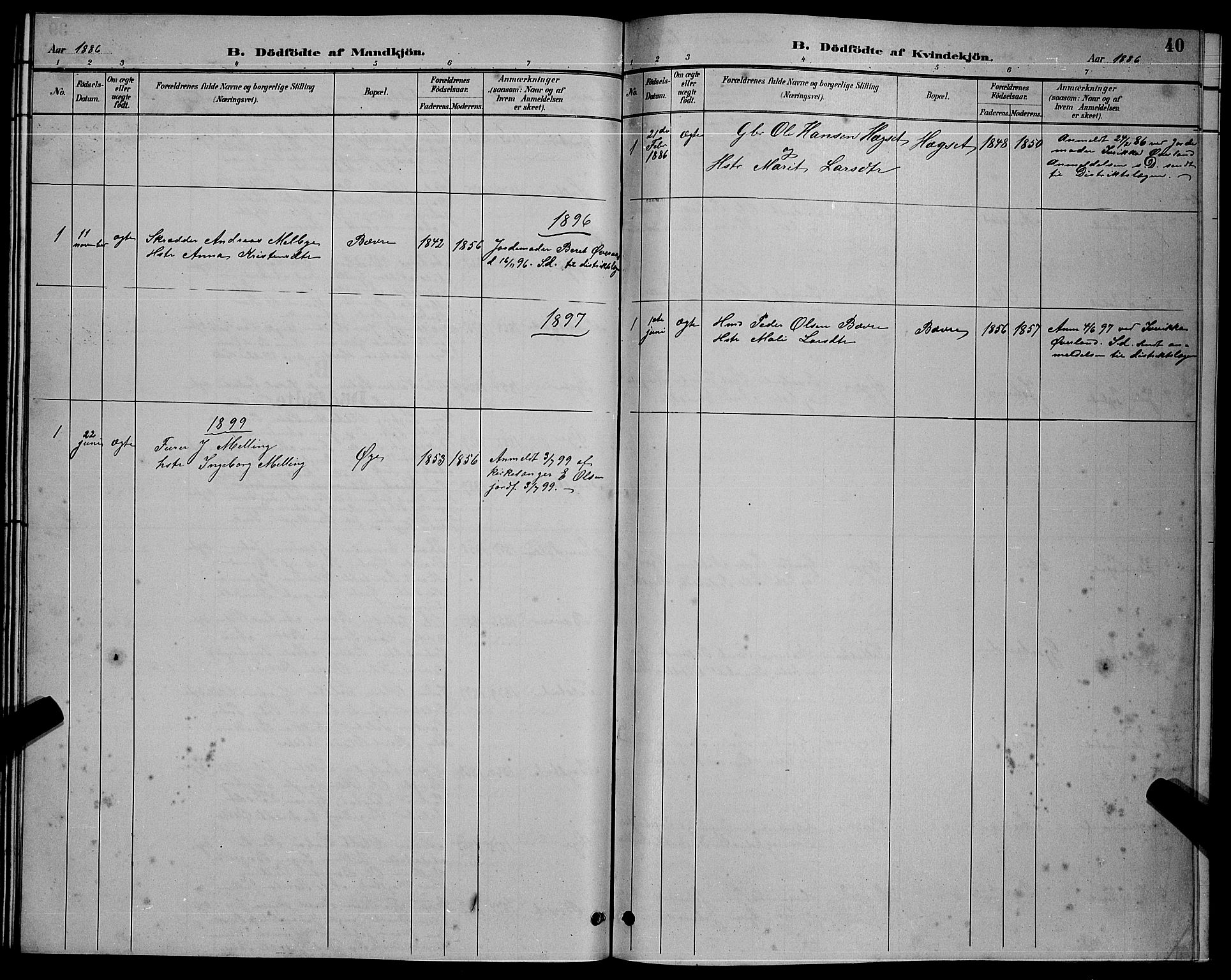 Ministerialprotokoller, klokkerbøker og fødselsregistre - Møre og Romsdal, SAT/A-1454/595/L1052: Parish register (copy) no. 595C04, 1885-1900, p. 40