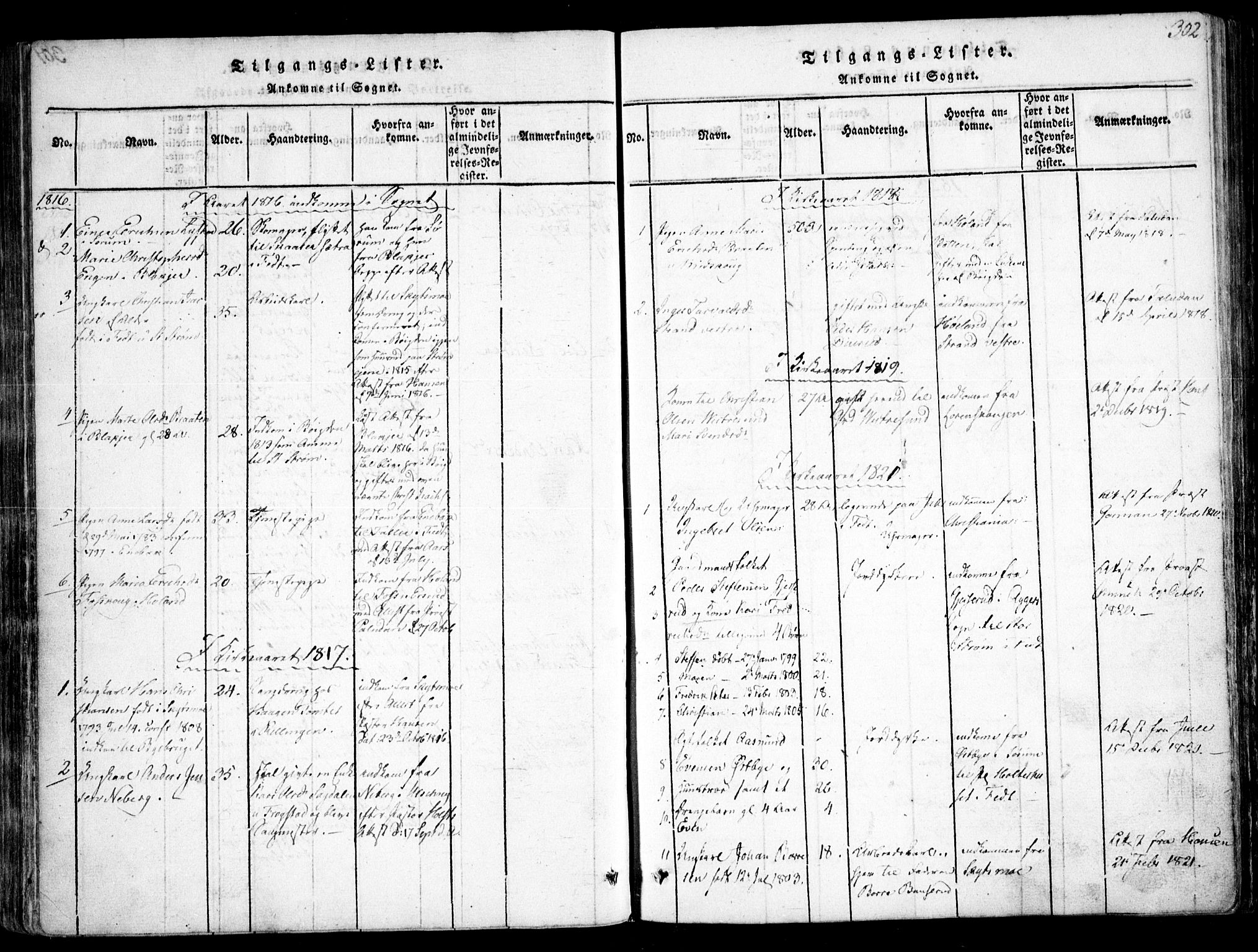 Fet prestekontor Kirkebøker, SAO/A-10370a/F/Fa/L0008: Parish register (official) no. I 8, 1815-1842, p. 302