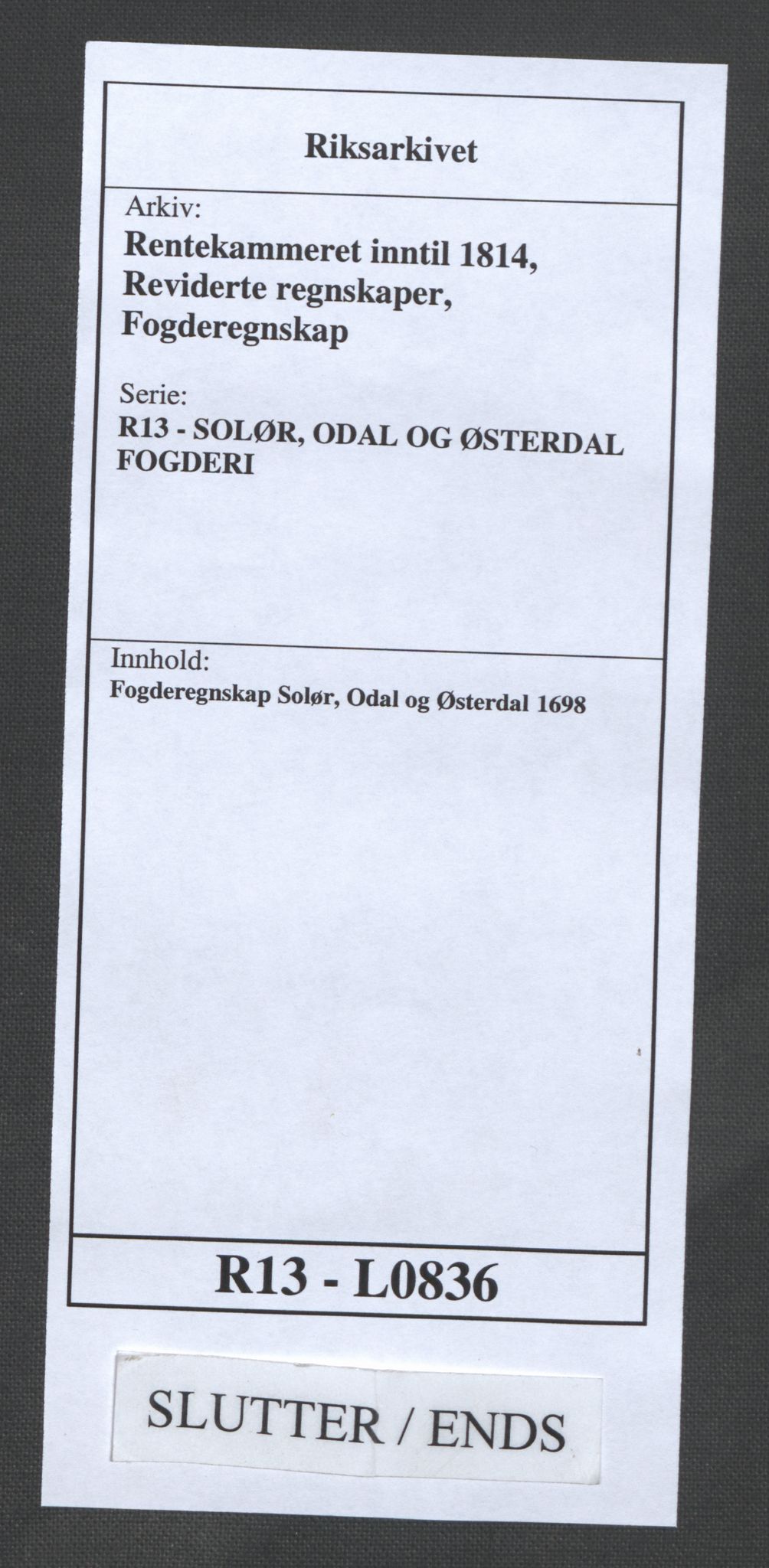 Rentekammeret inntil 1814, Reviderte regnskaper, Fogderegnskap, AV/RA-EA-4092/R13/L0836: Fogderegnskap Solør, Odal og Østerdal, 1698, p. 248