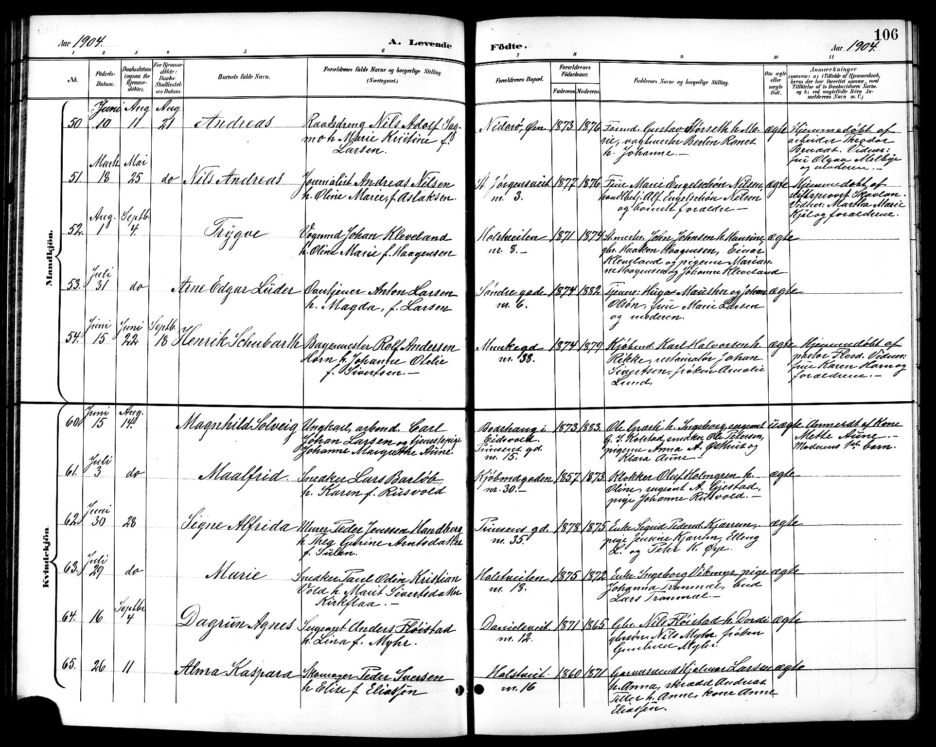 Ministerialprotokoller, klokkerbøker og fødselsregistre - Sør-Trøndelag, SAT/A-1456/601/L0094: Parish register (copy) no. 601C12, 1898-1911, p. 106