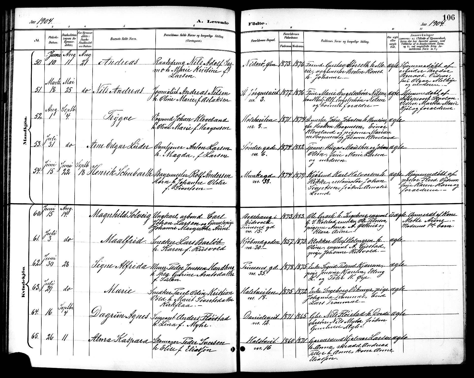 Ministerialprotokoller, klokkerbøker og fødselsregistre - Sør-Trøndelag, AV/SAT-A-1456/601/L0094: Parish register (copy) no. 601C12, 1898-1911, p. 106