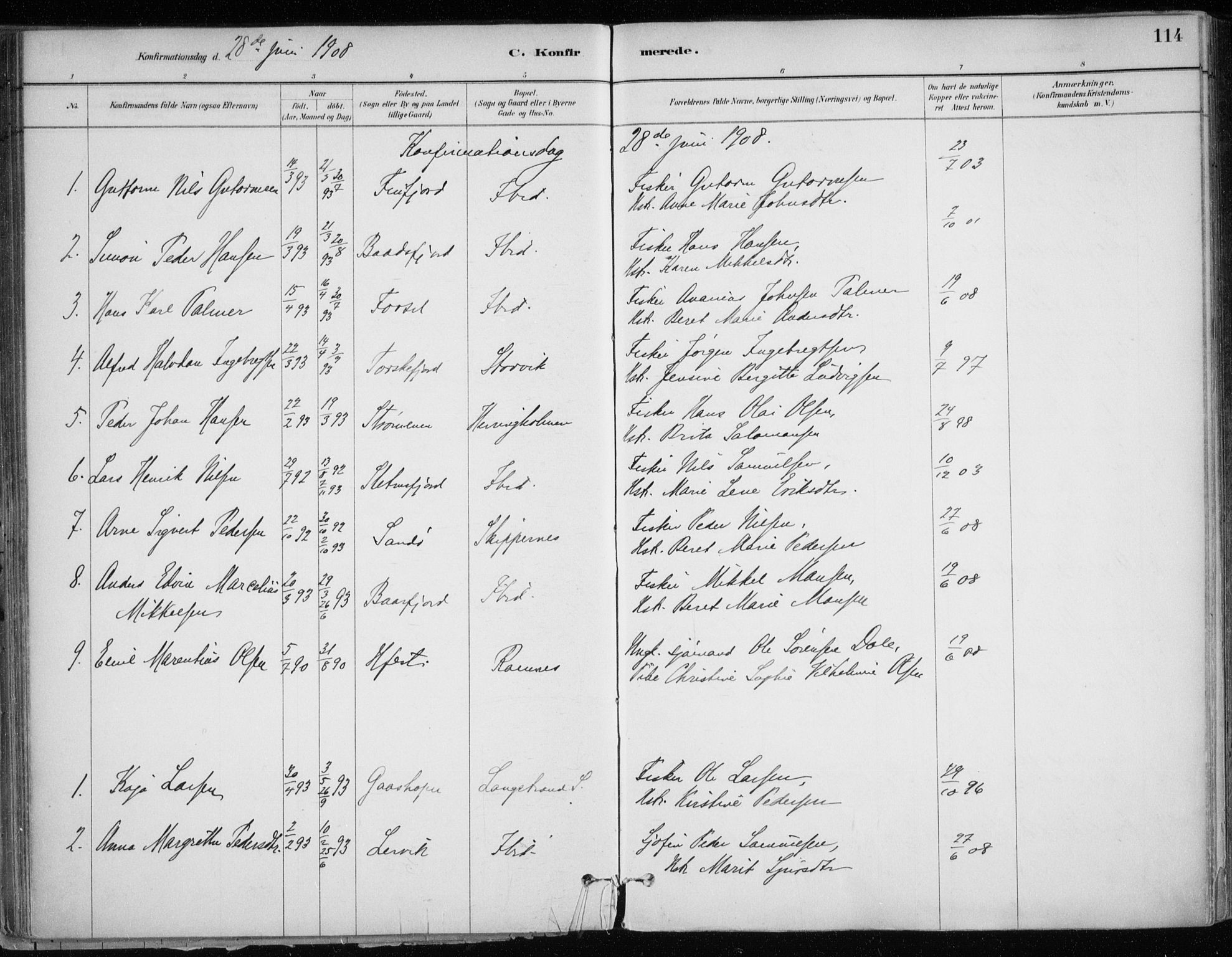 Hammerfest sokneprestkontor, SATØ/S-1347/H/Ha/L0013.kirke: Parish register (official) no. 13, 1898-1917, p. 114