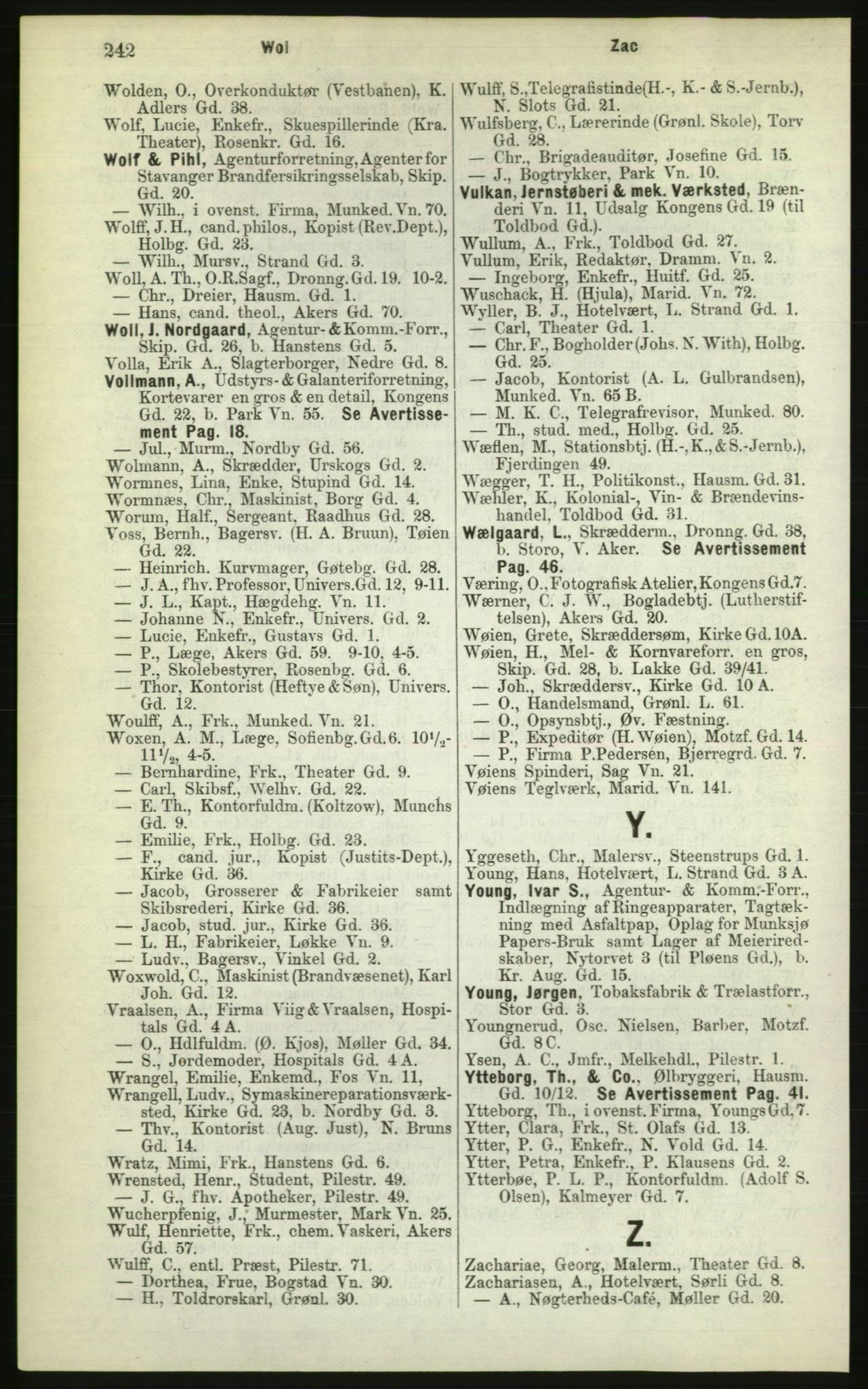 Kristiania/Oslo adressebok, PUBL/-, 1882, p. 242